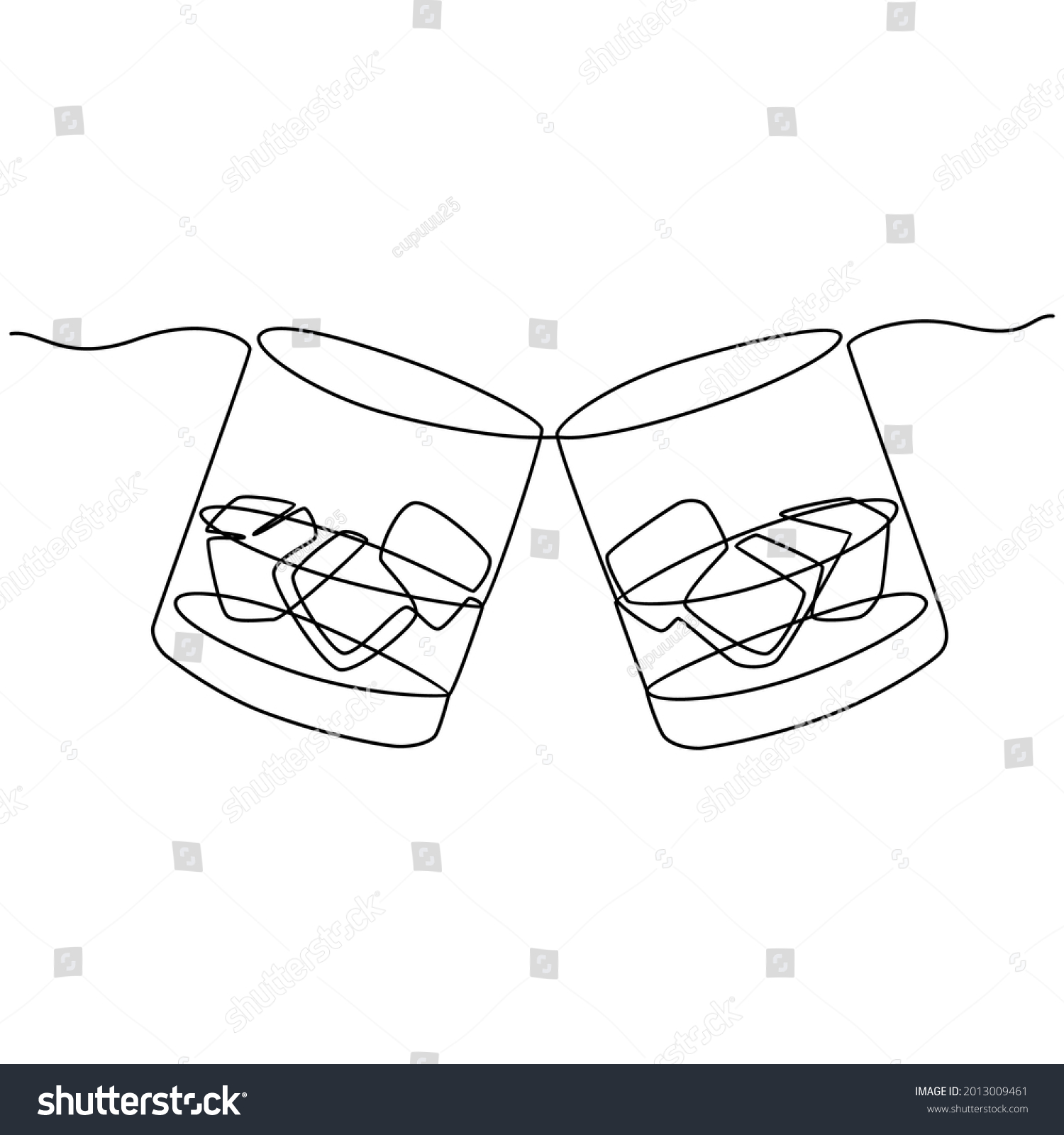 continuous line drawing of two shot glasses - Royalty Free Stock Vector ...