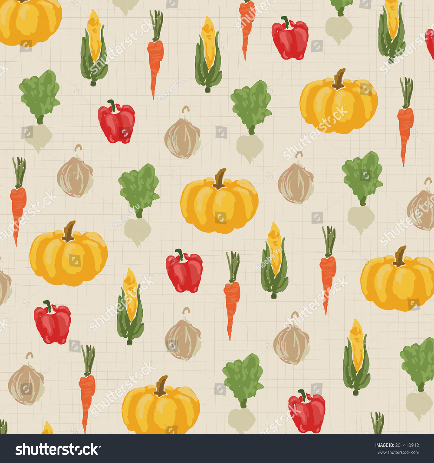 Background of abstract vegetable.  It is a background image of abstract vegetable pattern in vintage style.   #201410942