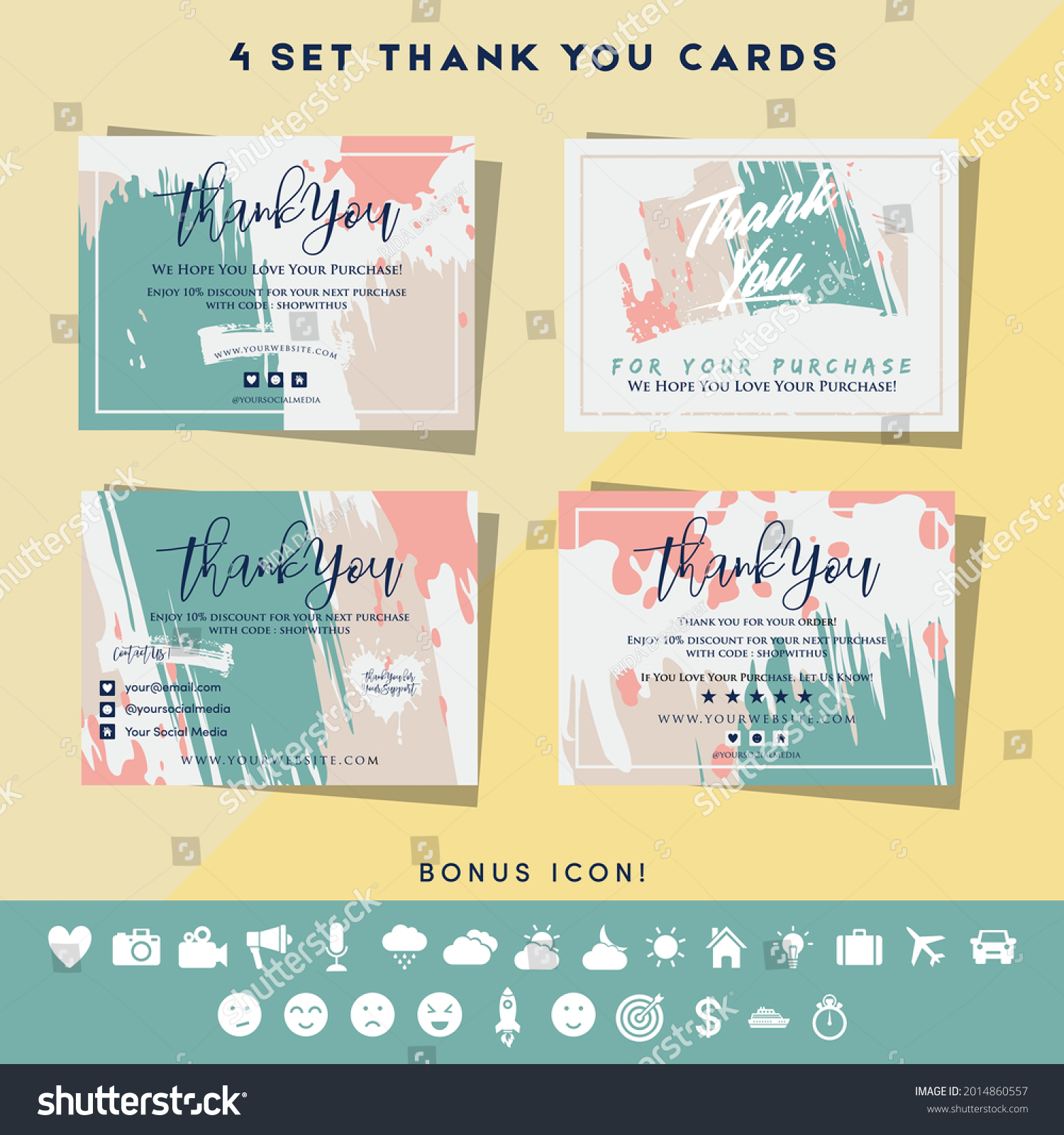 4 Sets of Shopping Thank You Card Vector - Royalty Free Stock Vector ...