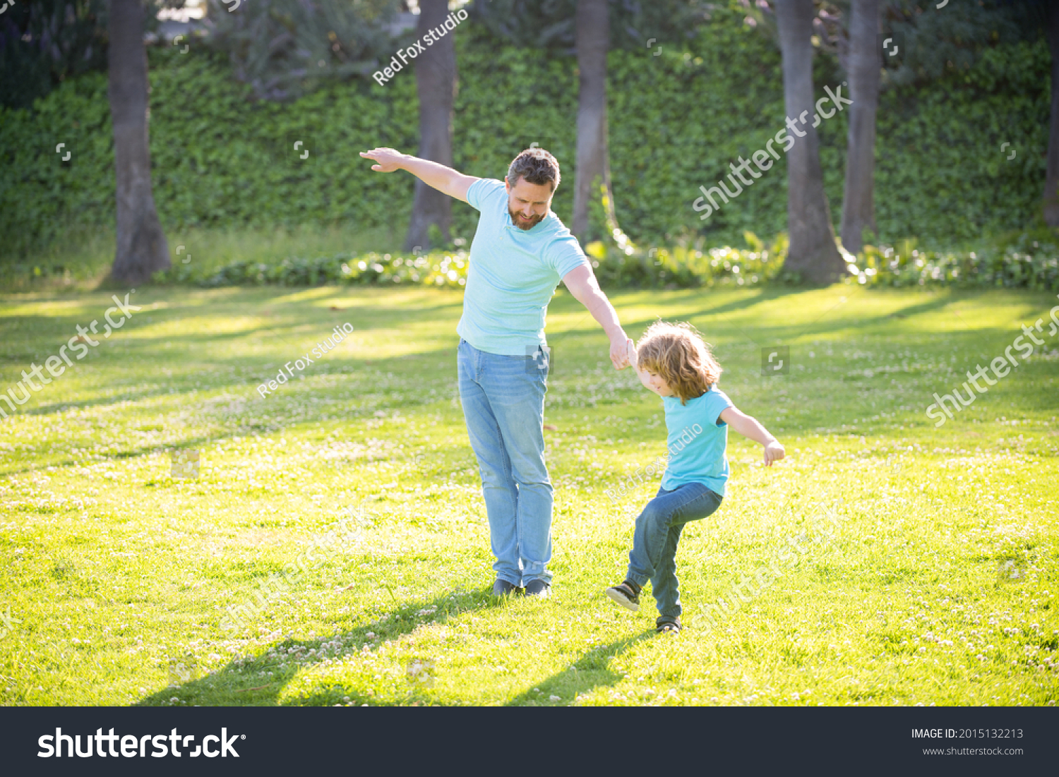 Enjoy every moment. Happy family enjoy summer outdoors. Playful father and son. Family fun #2015132213