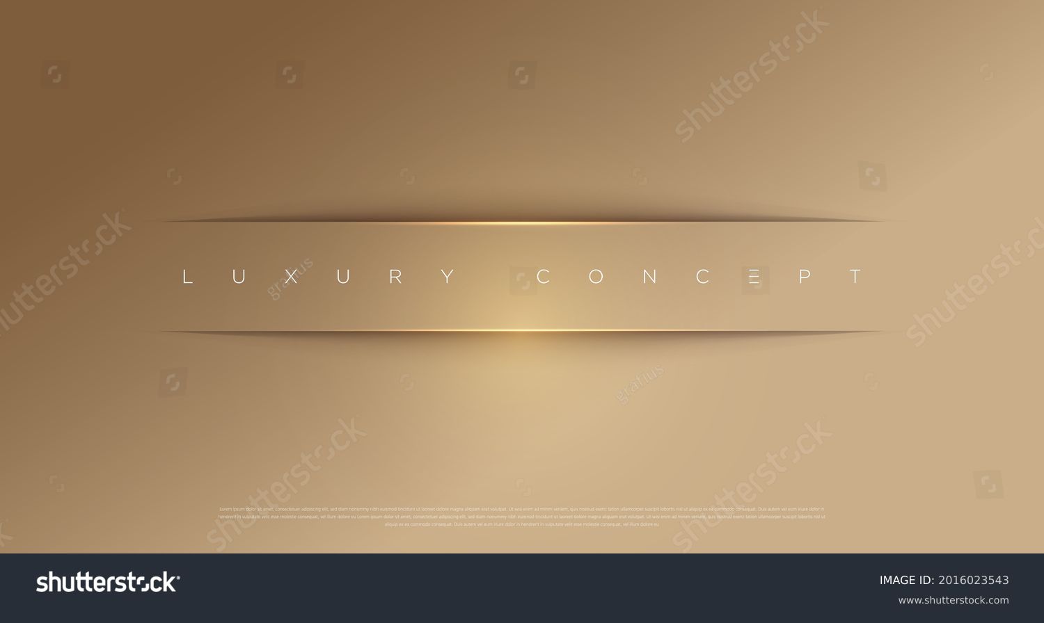 Vector abstract golden luxury backgrounds with light effected geometric graphic elements, cuts, stripes, lines, rounds for poster, flyer, digital board and concept design. #2016023543