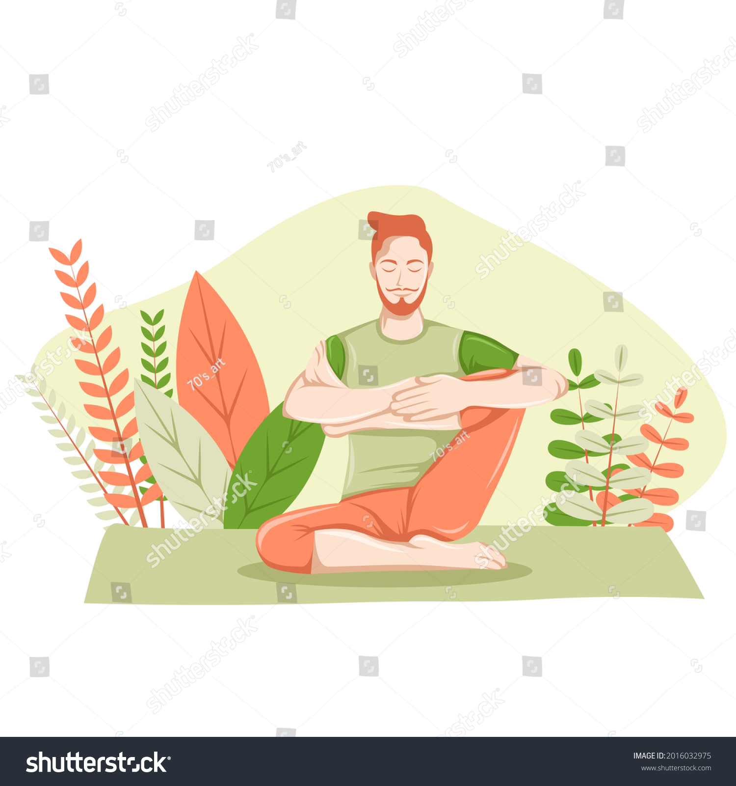 Young man practicing yoga with Baby Cradle Pose, Royalty Free Stock