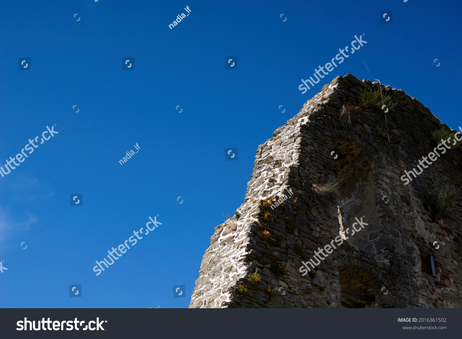 Stone wall and Sky Texture. High quality photo #2016361502