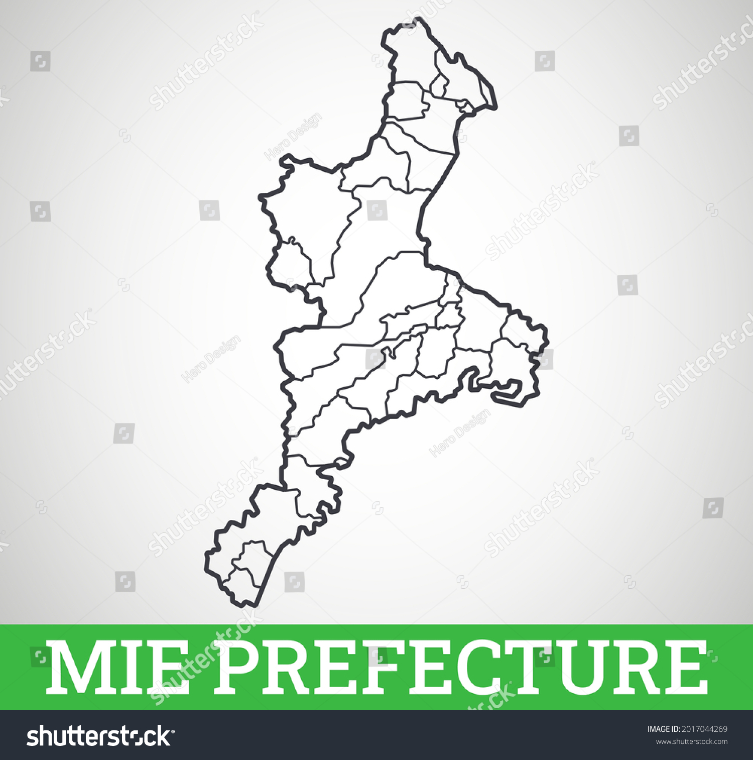 Simple outline map of Mie Prefecture, Japan. Vector graphic illustration. #2017044269