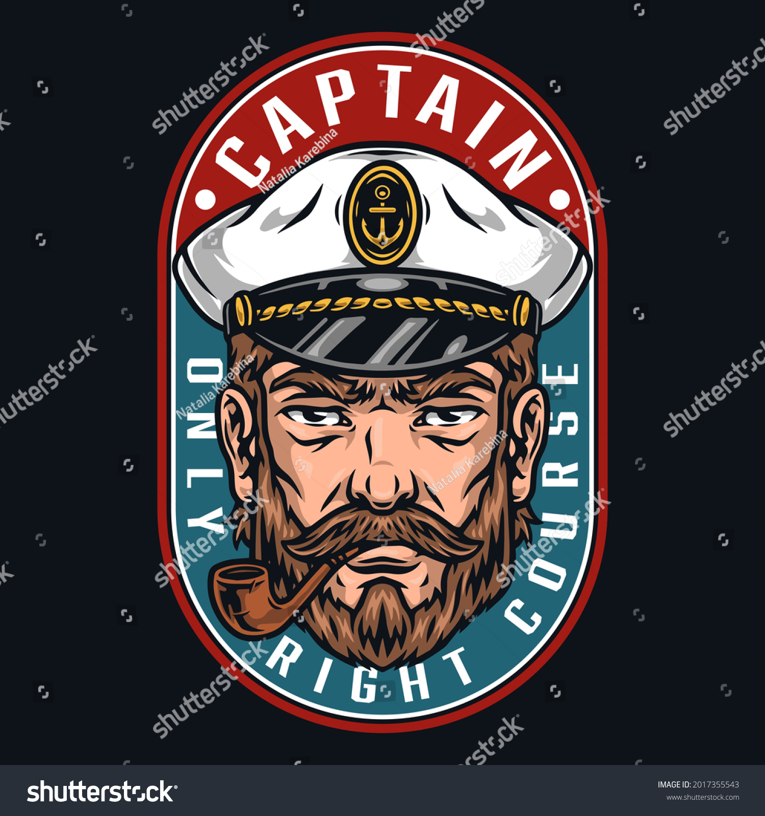 Vintage bearded sailor smoking pipe, marine logo - Royalty Free Stock ...