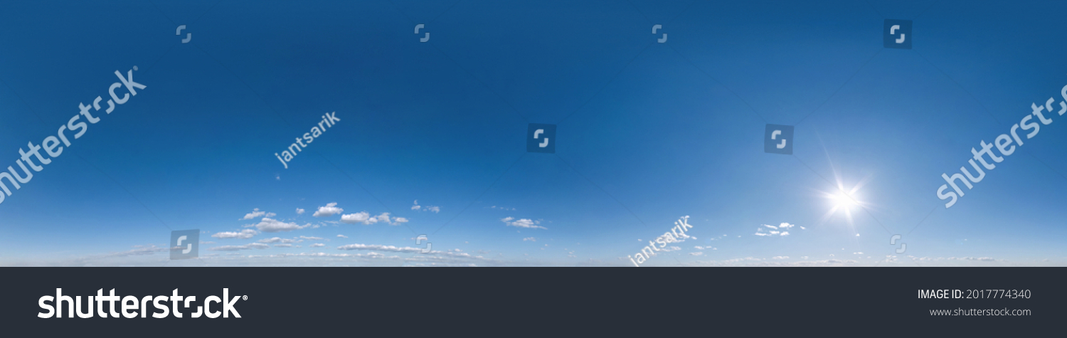 clear blue sky. Seamless hdri panorama 360 degrees angle view  with zenith for use in 3d graphics or game development as sky dome or edit drone shot #2017774340