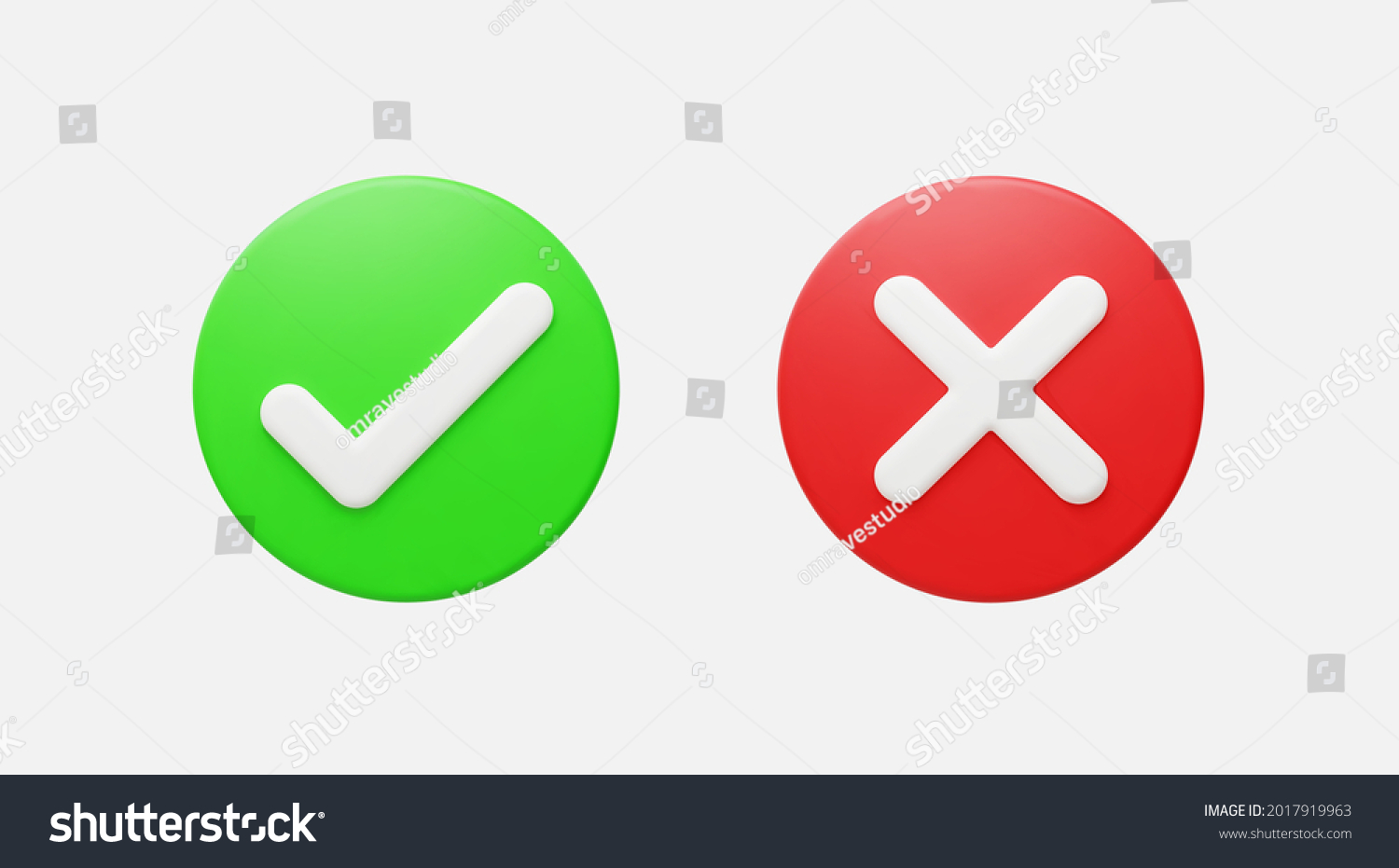 Realistic Right And Wrong 3D Button Vector Illustration. #2017919963