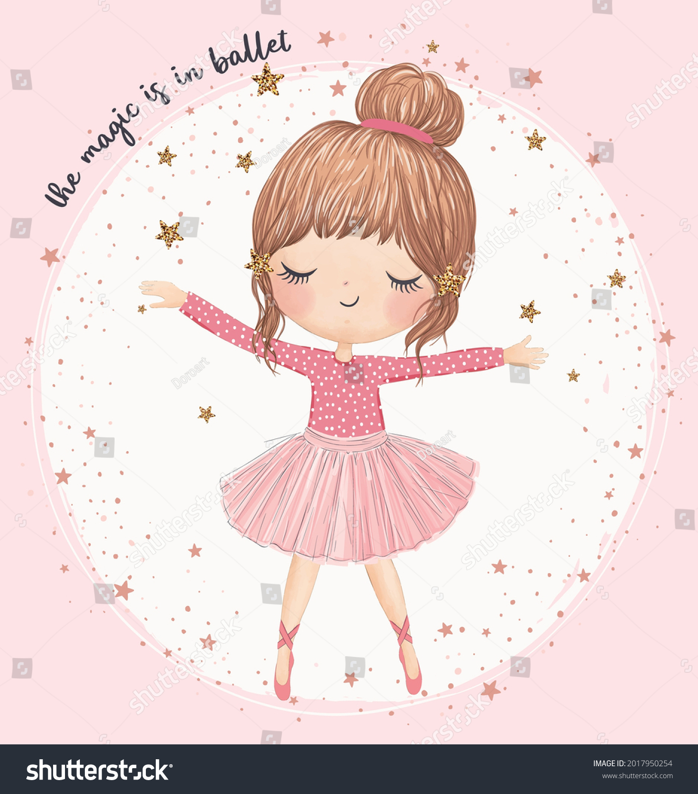 Cute Ballerina Girl Vector Illustration Royalty Free Stock Vector 2017950254 2625