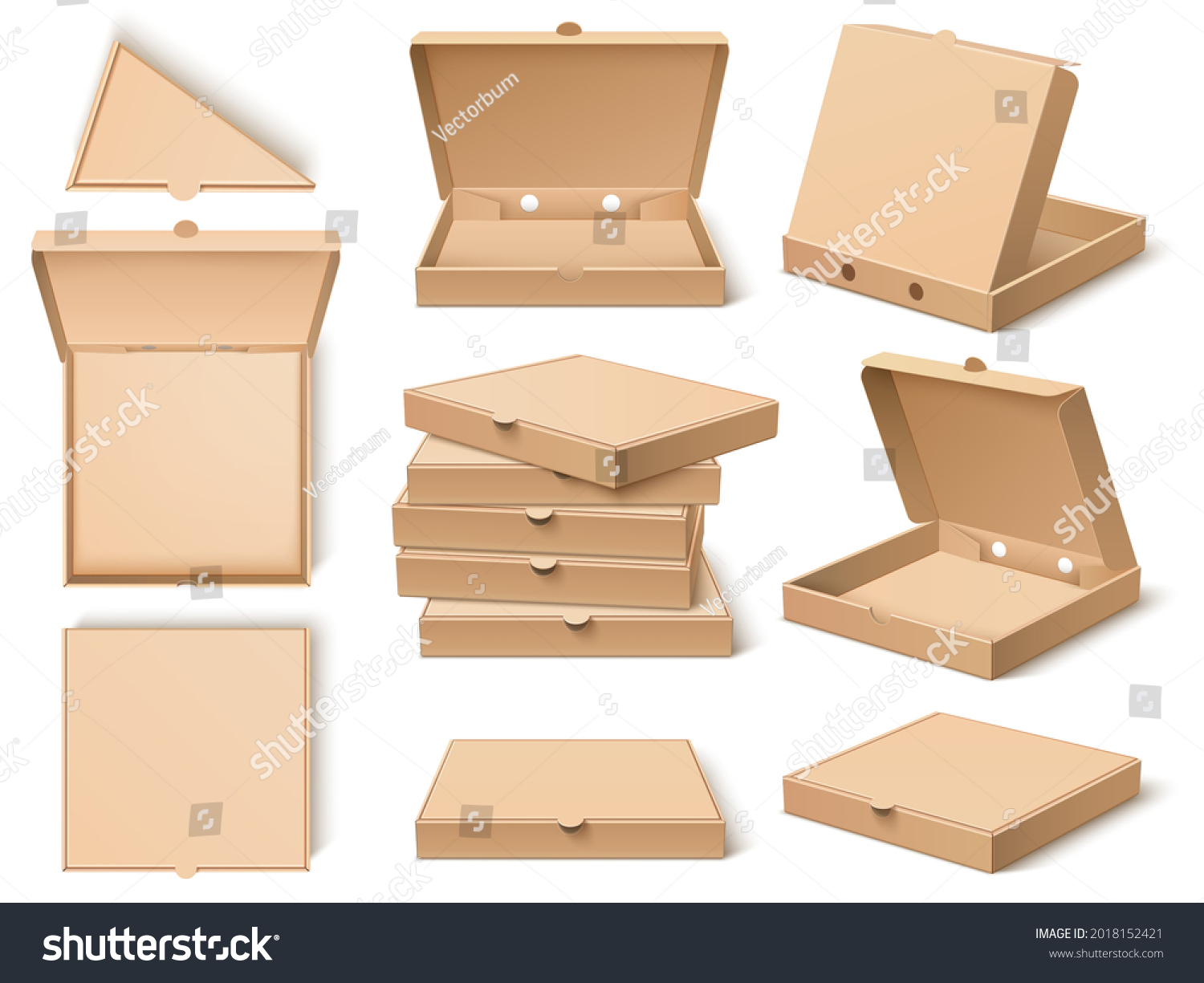 Cardboard pizza box. Realistic craft paper food - Royalty Free Stock ...