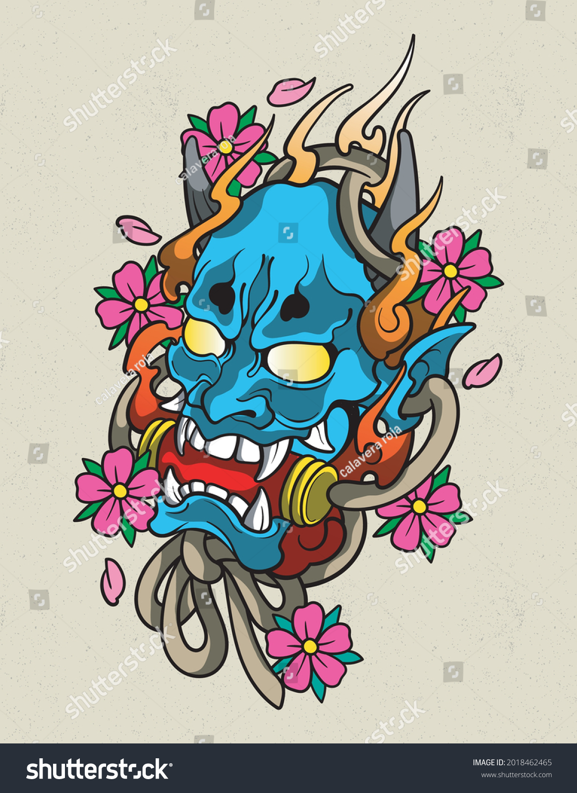 hannya japanese tattoo traditional vector - Royalty Free Stock Vector ...