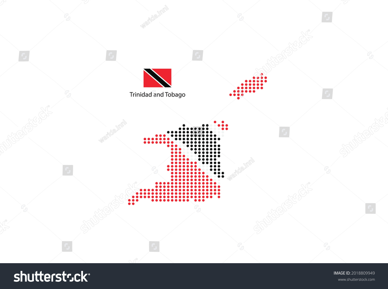 Trinidad And Tobago Map Design By Color Of Royalty Free Stock Vector 2018809949 0064