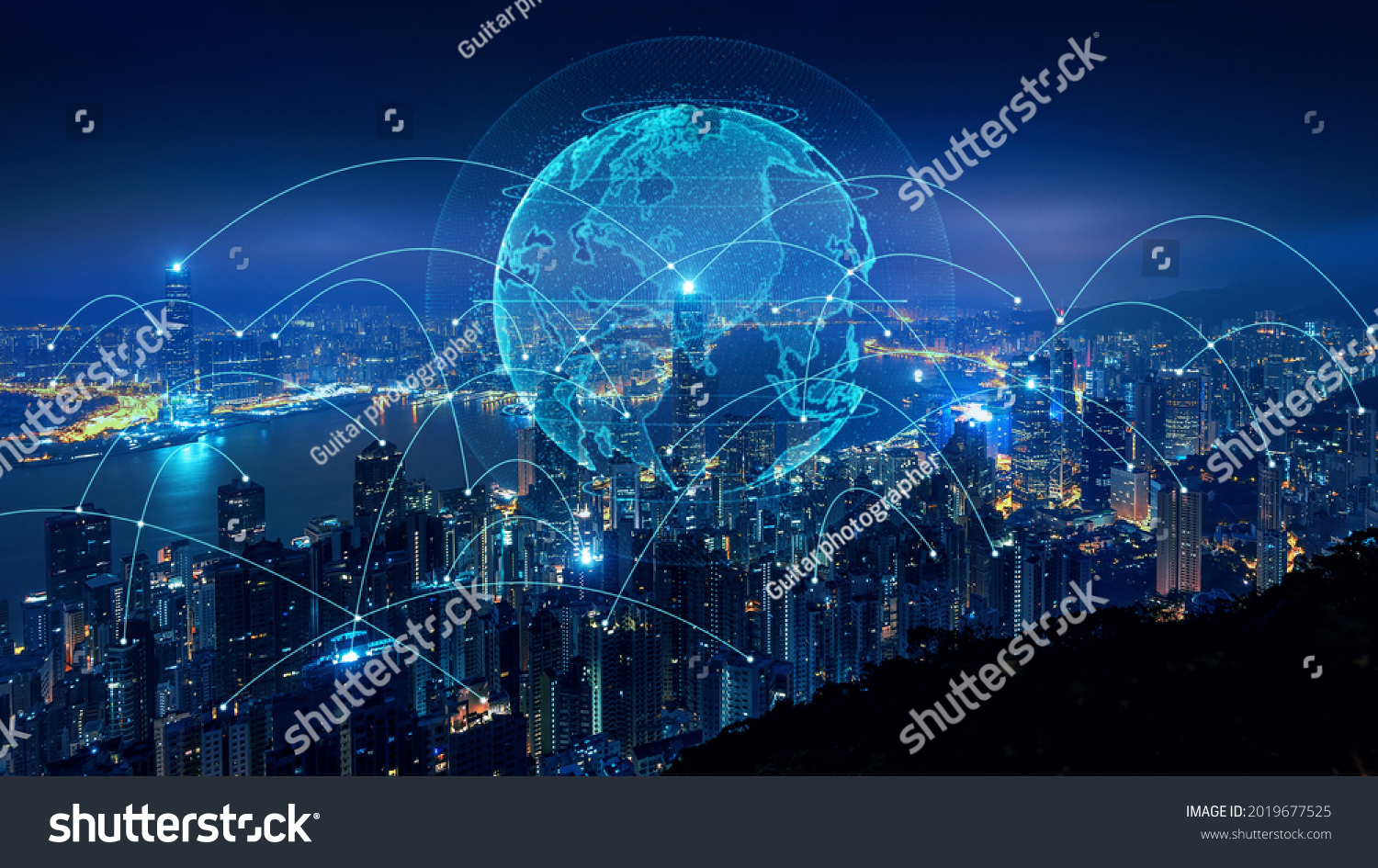 Smart connection network system, smart city network concept, 5G wireless connection. #2019677525
