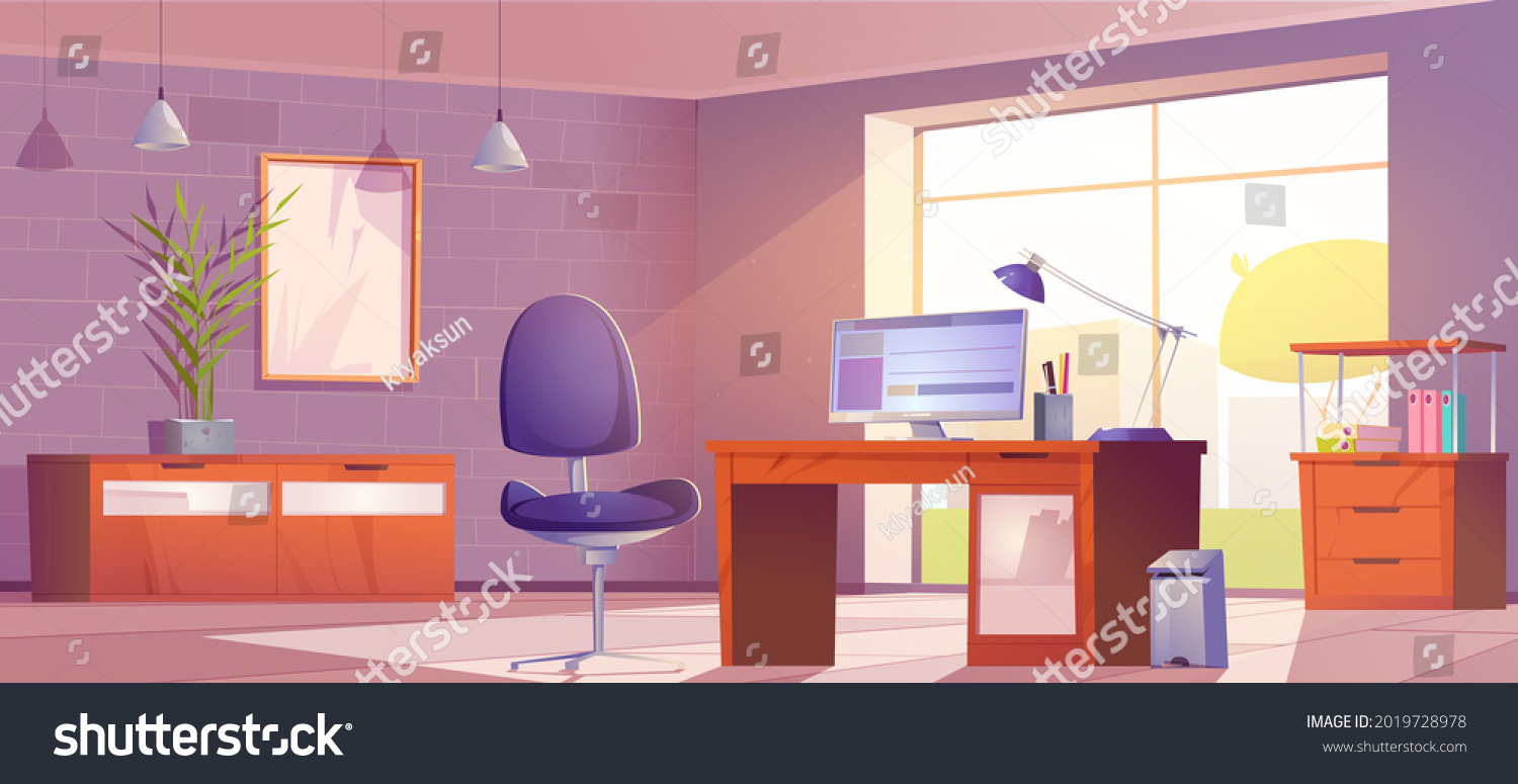 Home office interior, room for working with pc #2019728978