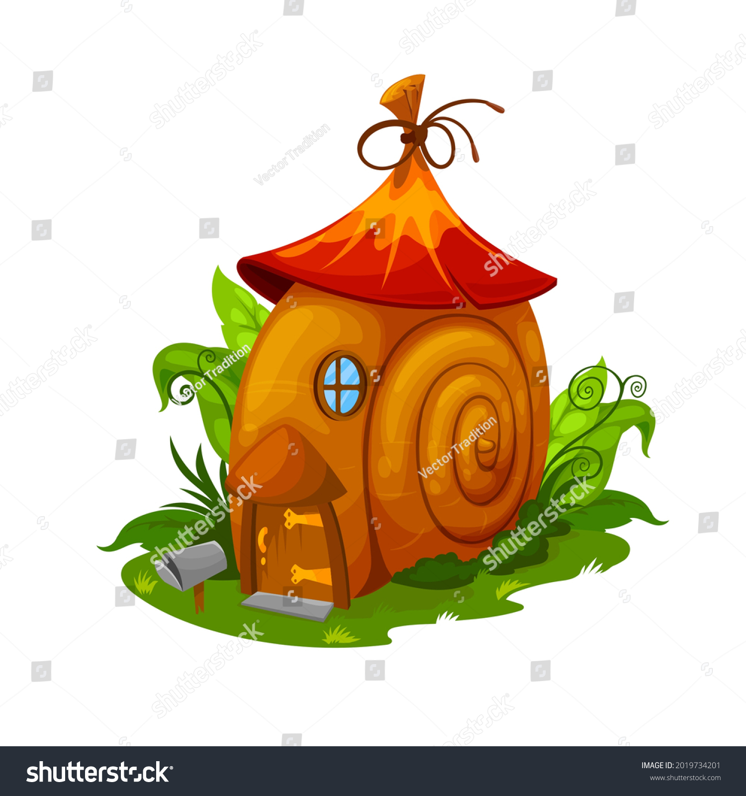 Fairy snail house, gnome and elf dwelling. - Royalty Free Stock Vector ...