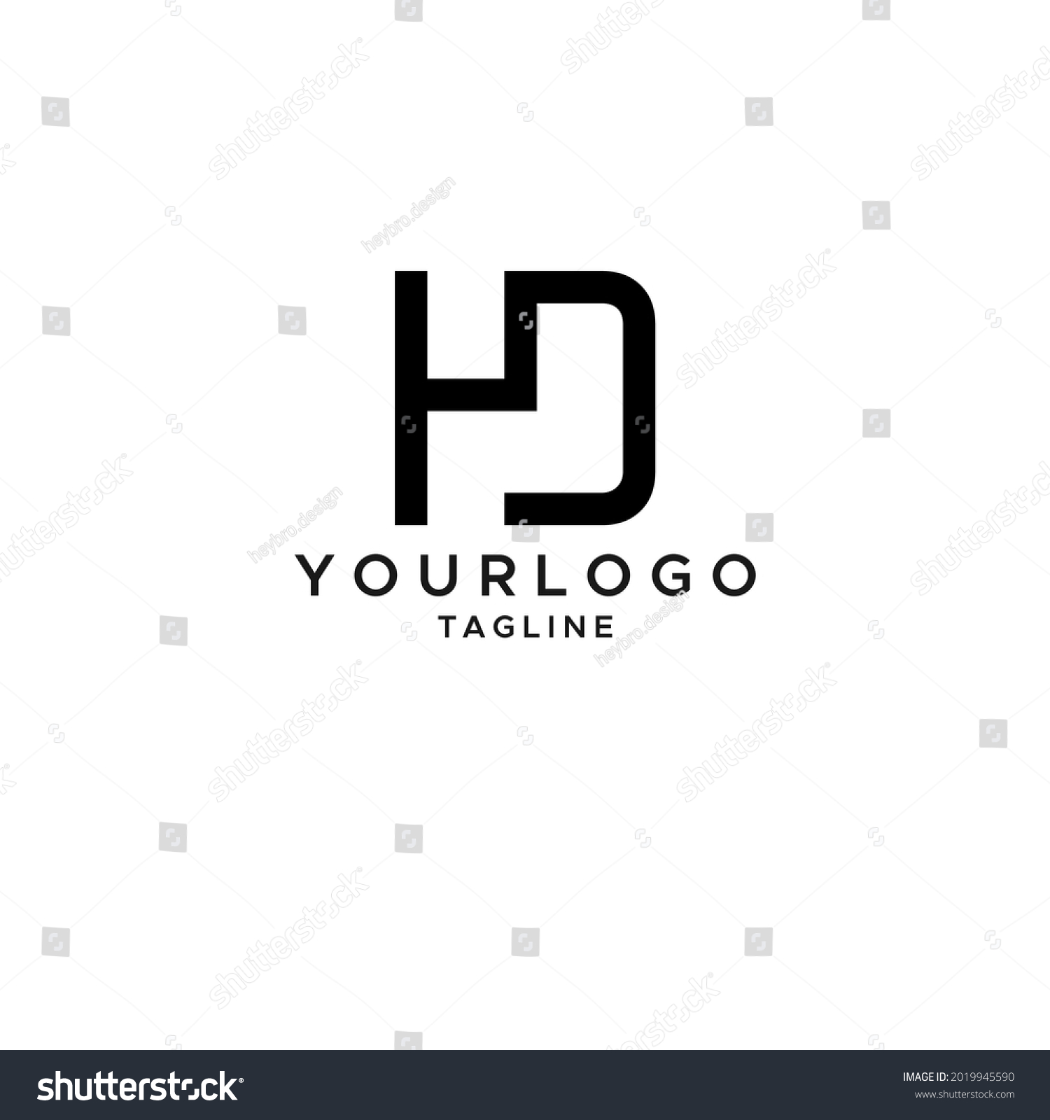 HD logo, HD monogram logo - Royalty Free Stock Vector 2019945590 ...