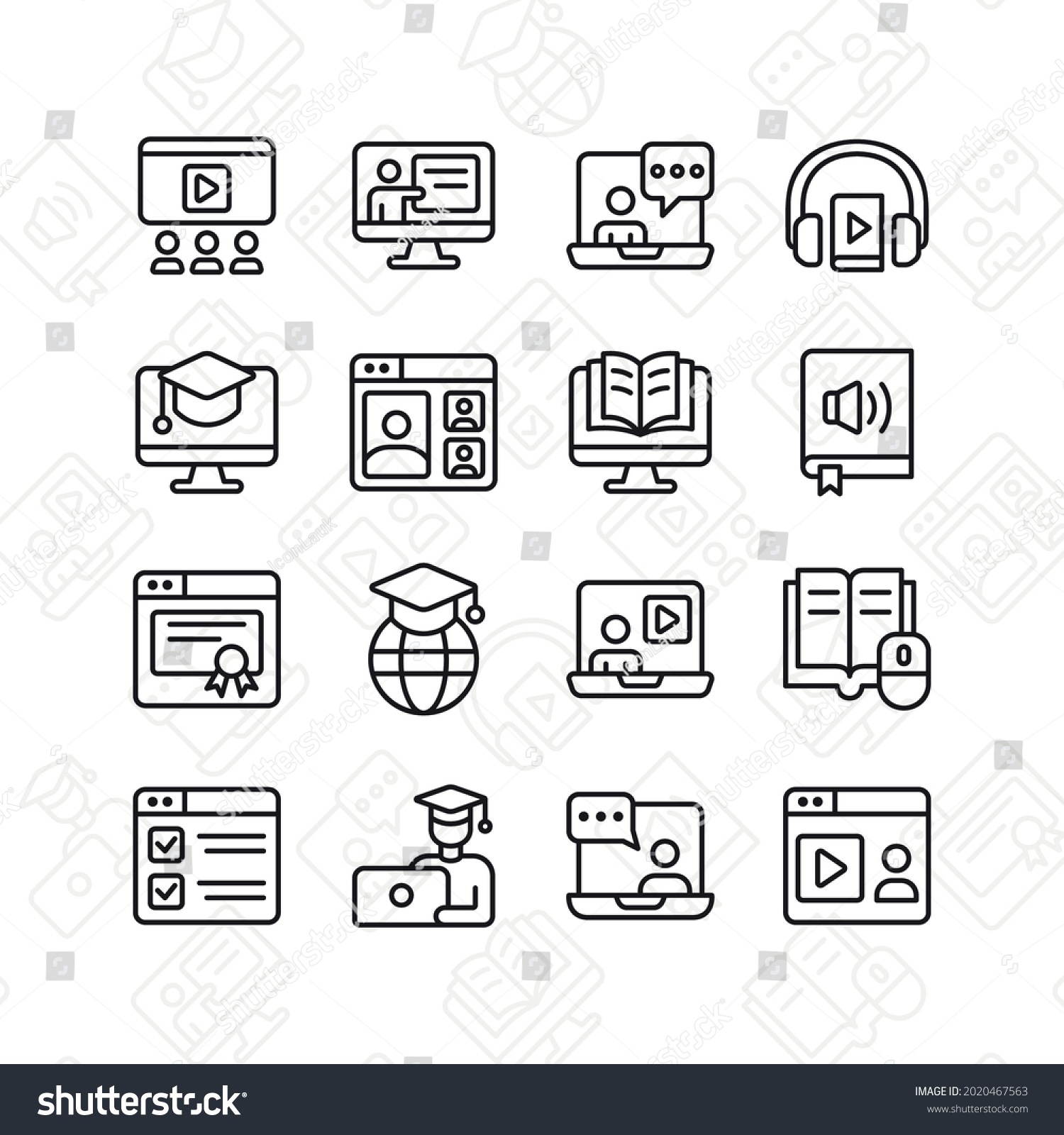Online training and workshop icon set. Contains - Royalty Free Stock ...