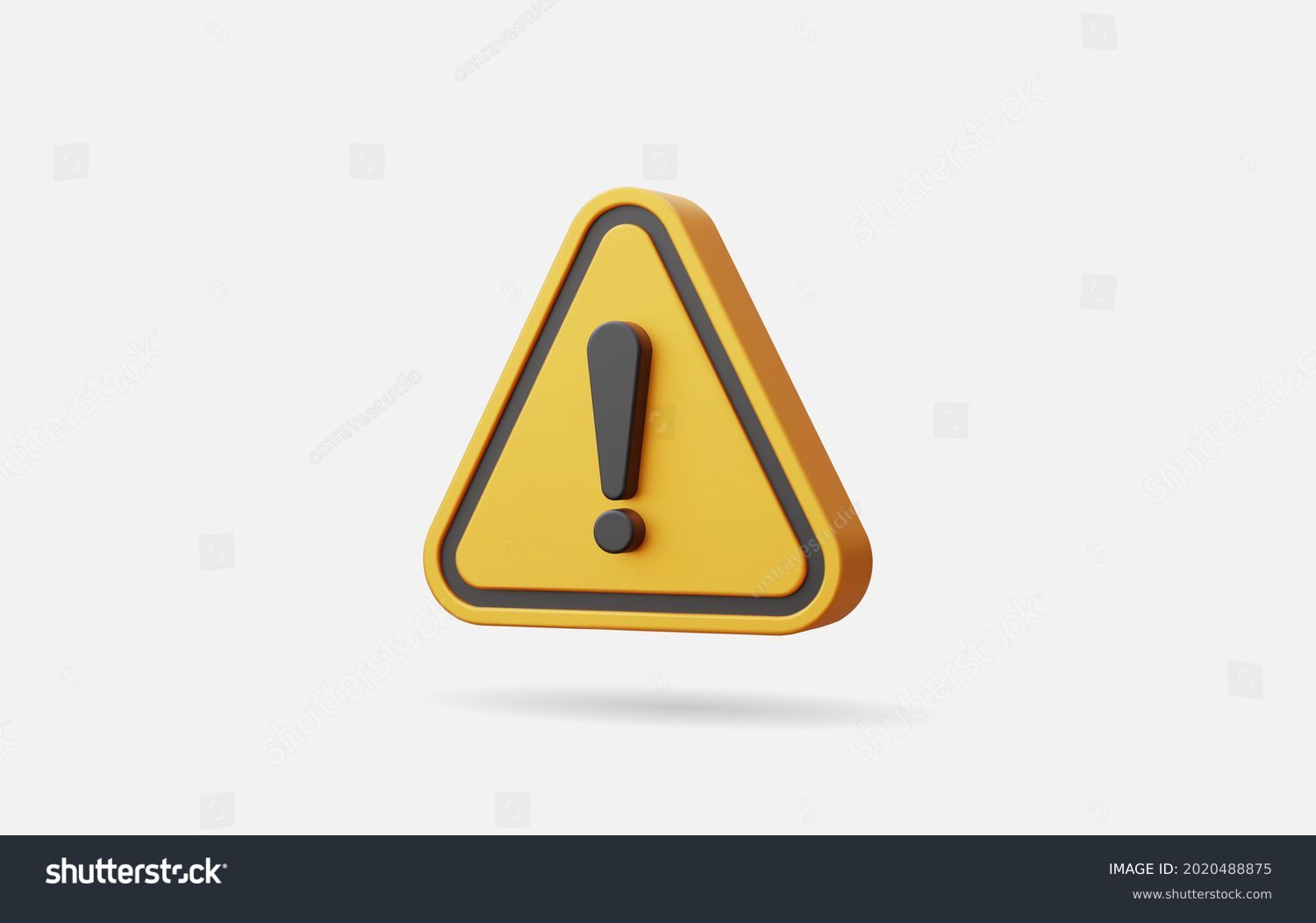 Realistic yellow triangle warning sign vector illustration. #2020488875