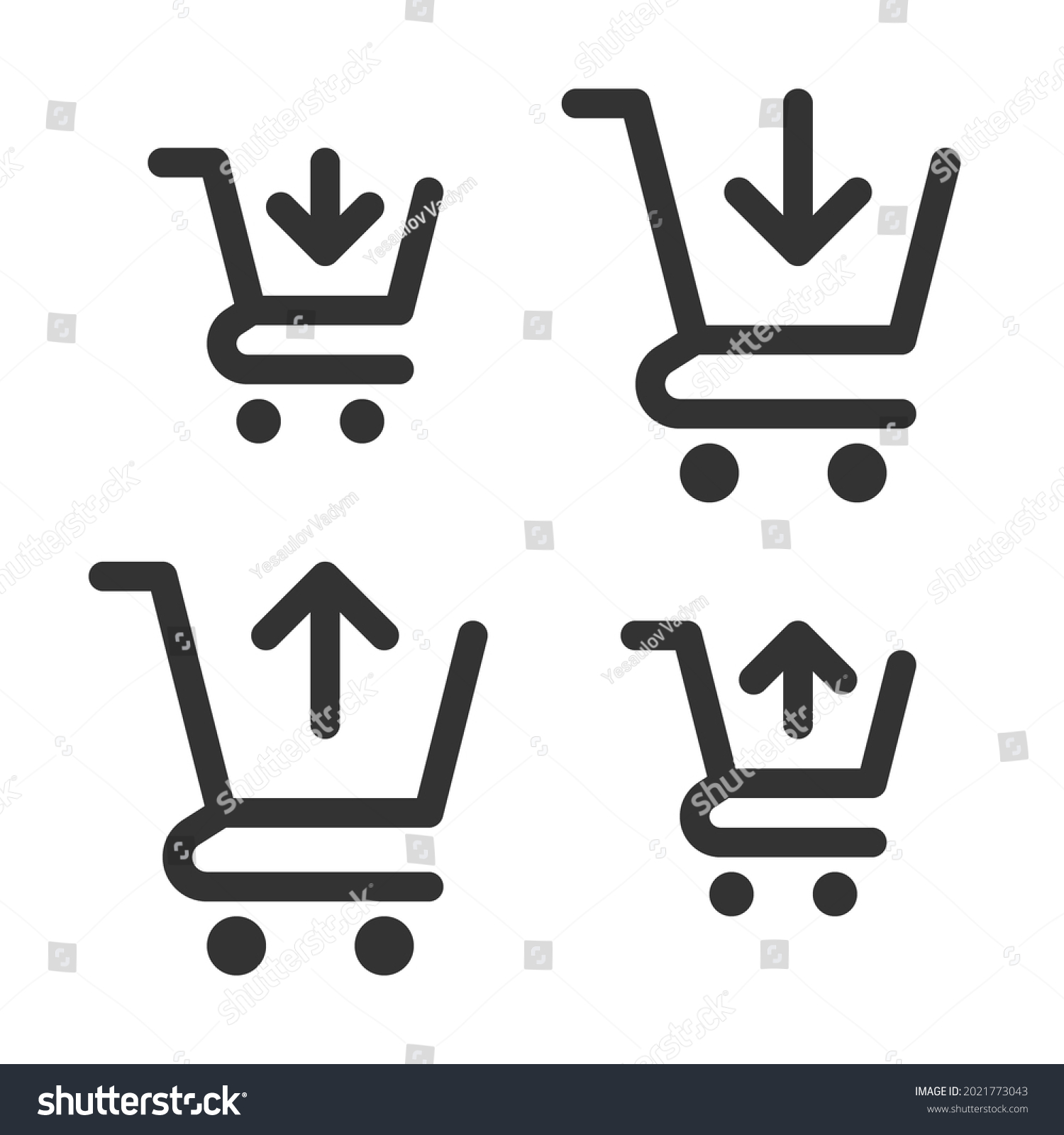 Pixel-perfect icons of shopping trolley with - Royalty Free Stock ...