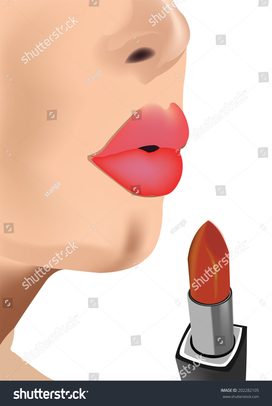 Female lips with red lipstick make-up