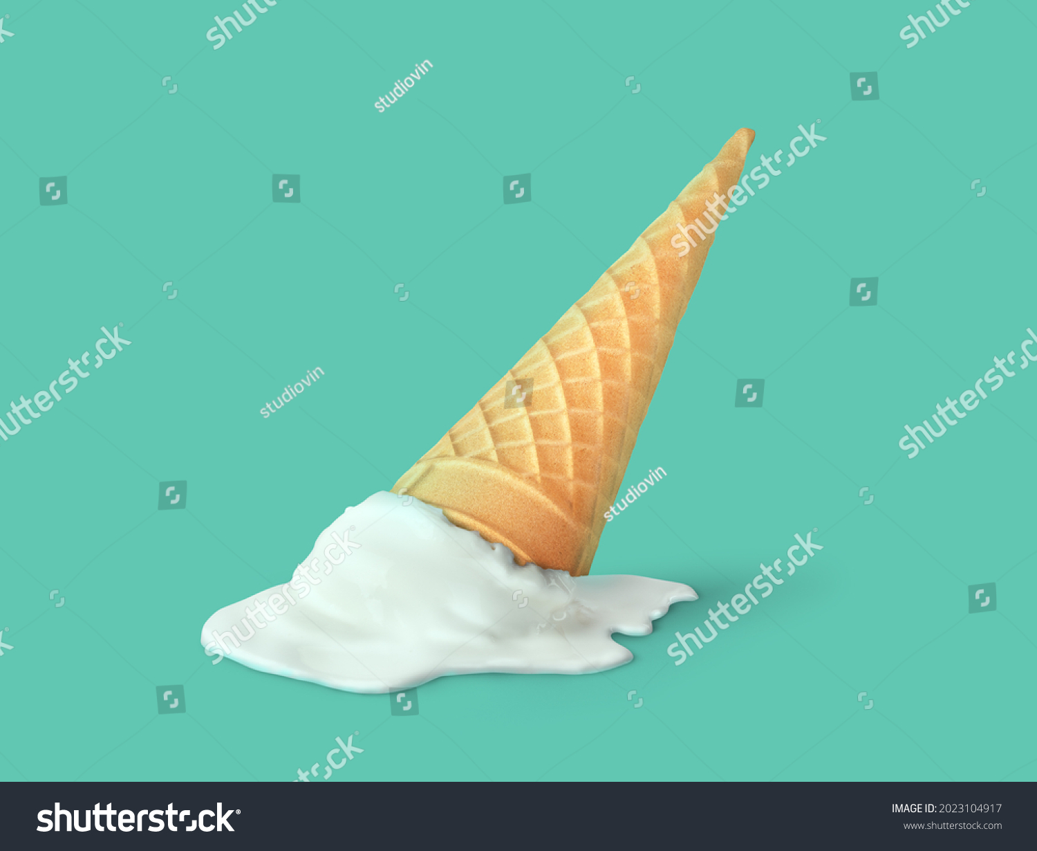 Vanilla ice cream cone pouring #2023104917