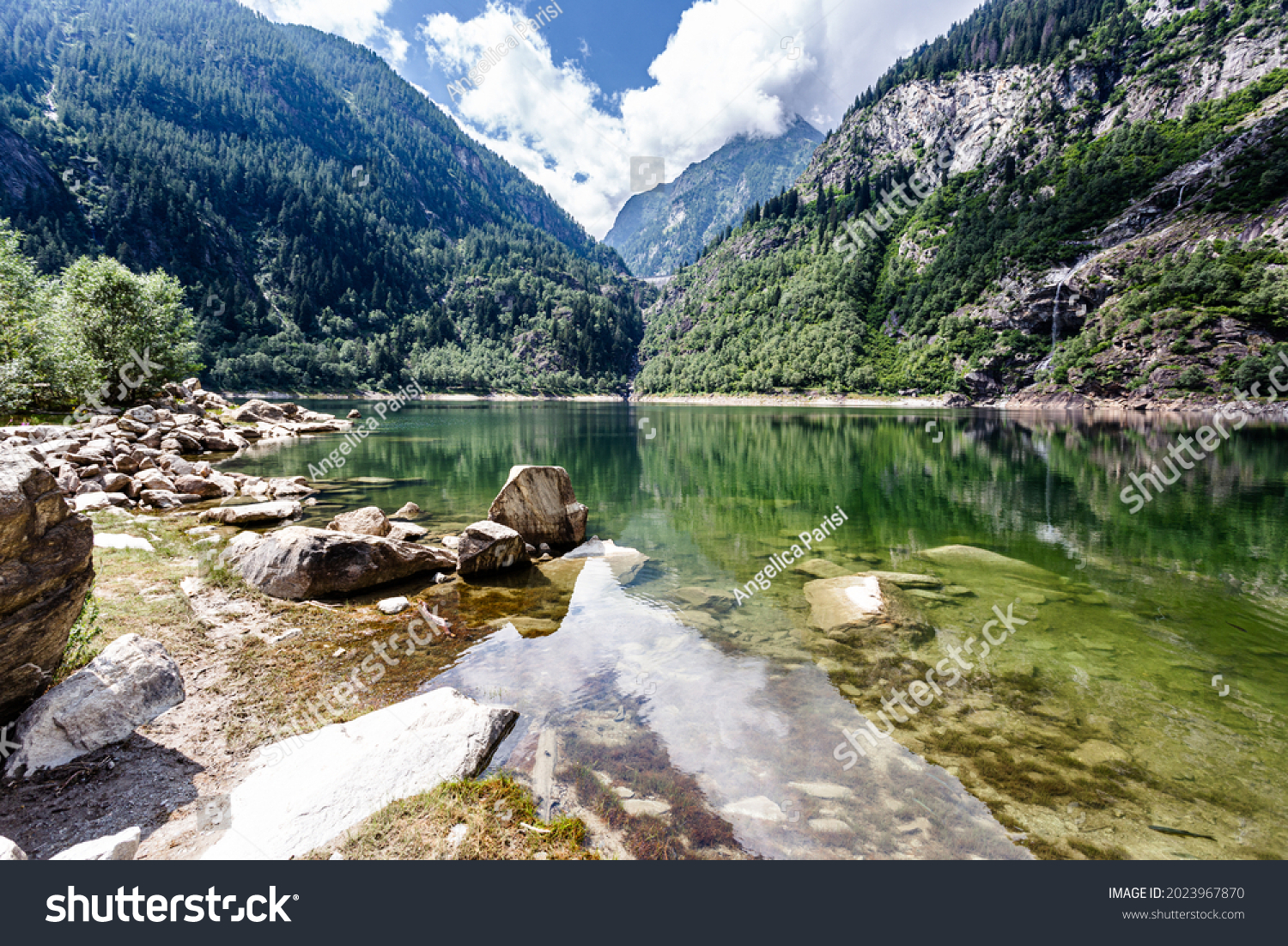 Lake Antrona is a natural lake near the homonymous town, in the province of Verbano-Cusio-Ossola. Antrona Valley, Piedmont, Italy #2023967870