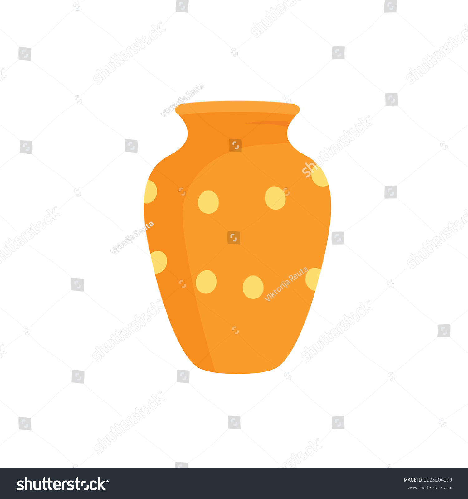Ceramic vase collection. Colored ceramics vase object, antique pottery cup with abstract pattern isolated on white vector illustration #2025204299