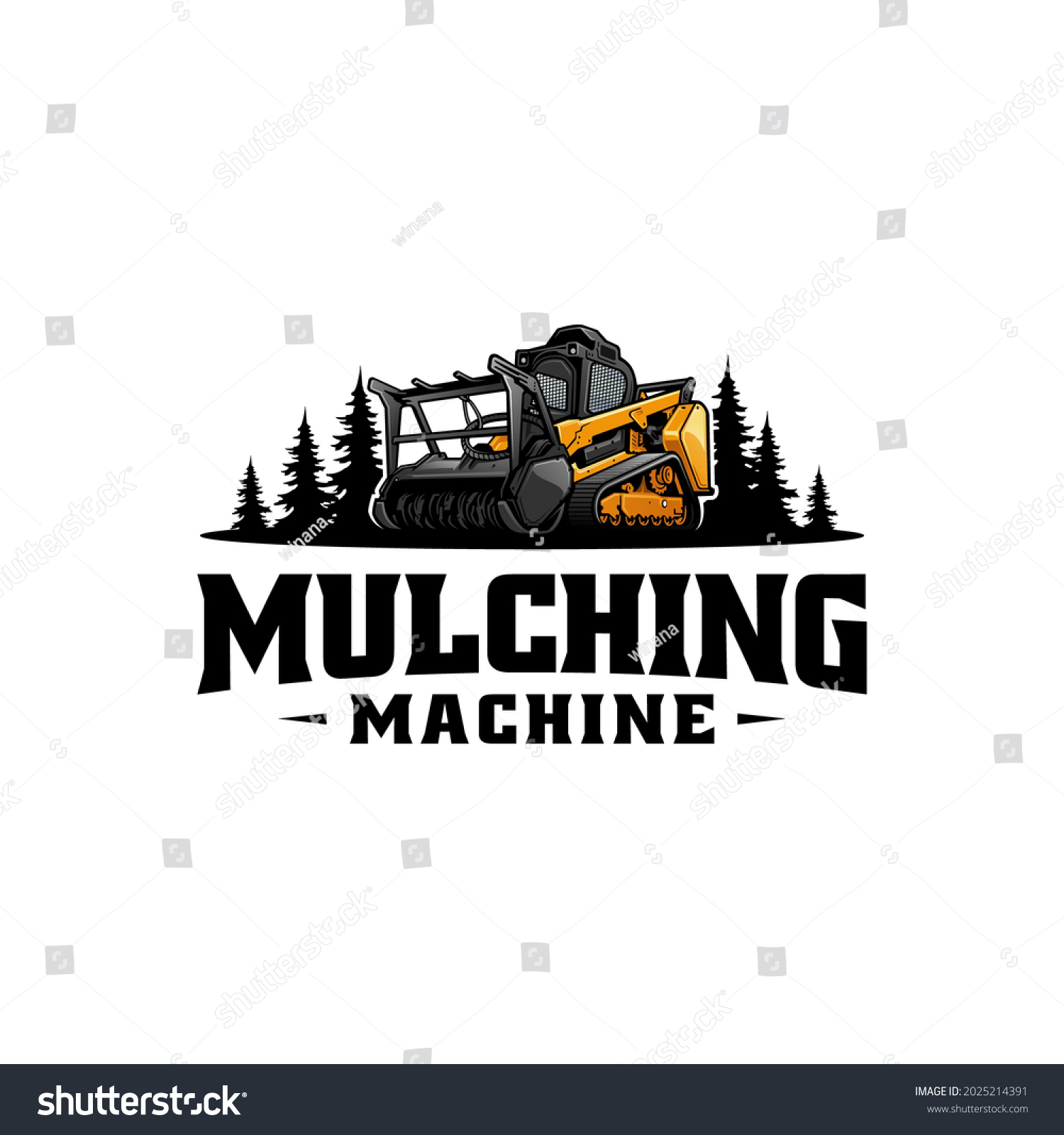 Forestry Mulcher Machine, Land Mulcher Logo - Royalty Free Stock Vector ...