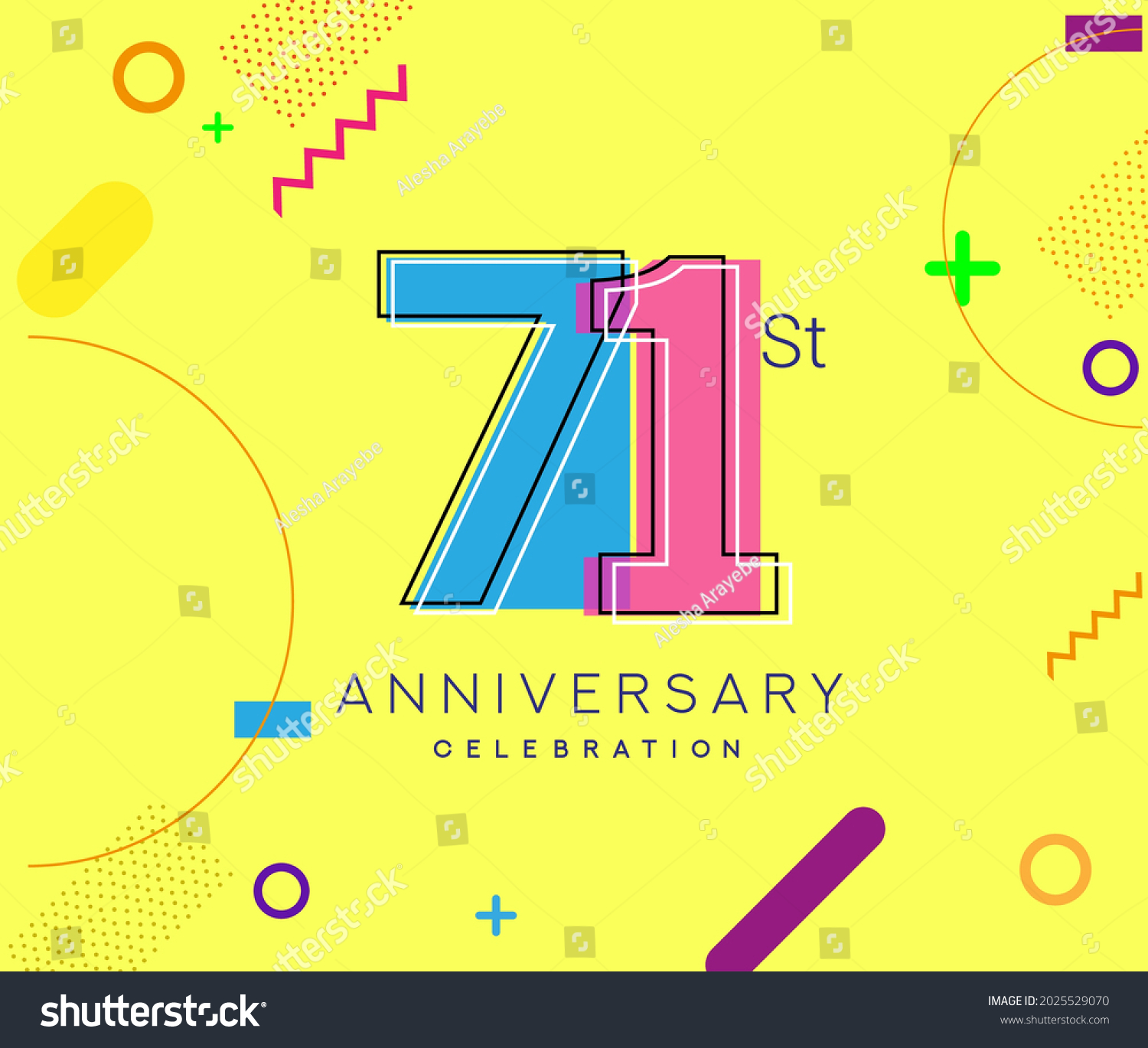 71st Anniversary Logo Vector Design Birthday Royalty Free Stock