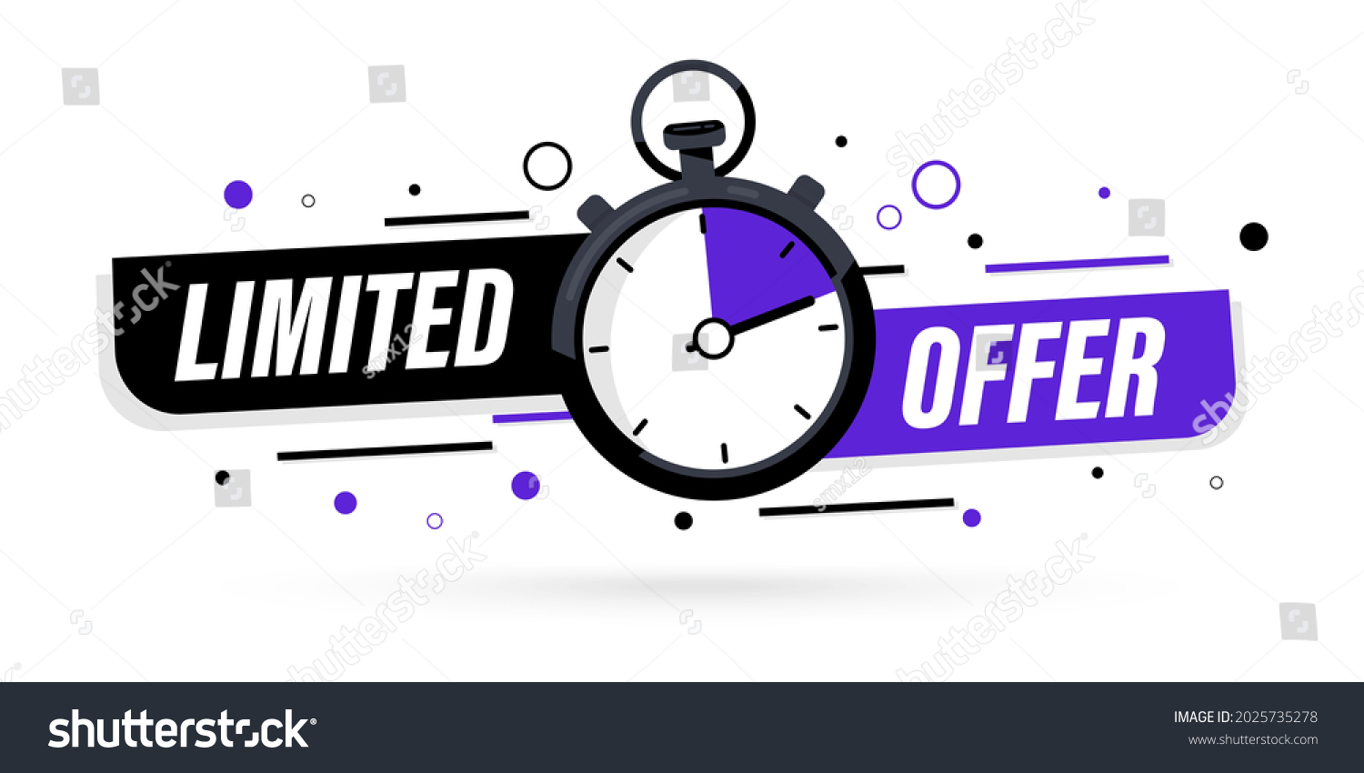 Limited offer with clock for promotion, banner, price. Super promo with countdown  or exclusive deal. Last minute offer one day sales and timer. Last minute chance Auction tag #2025735278