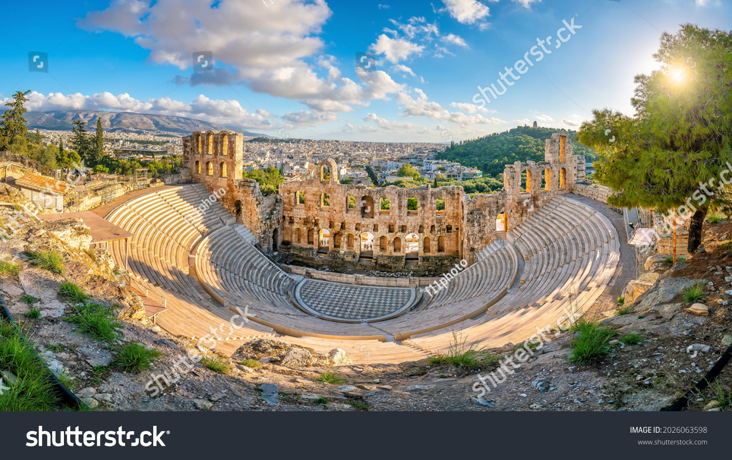 The Odeon of Herodes Atticus Roman theater structure at the Acropolis of Athens, Greece. #2026063598