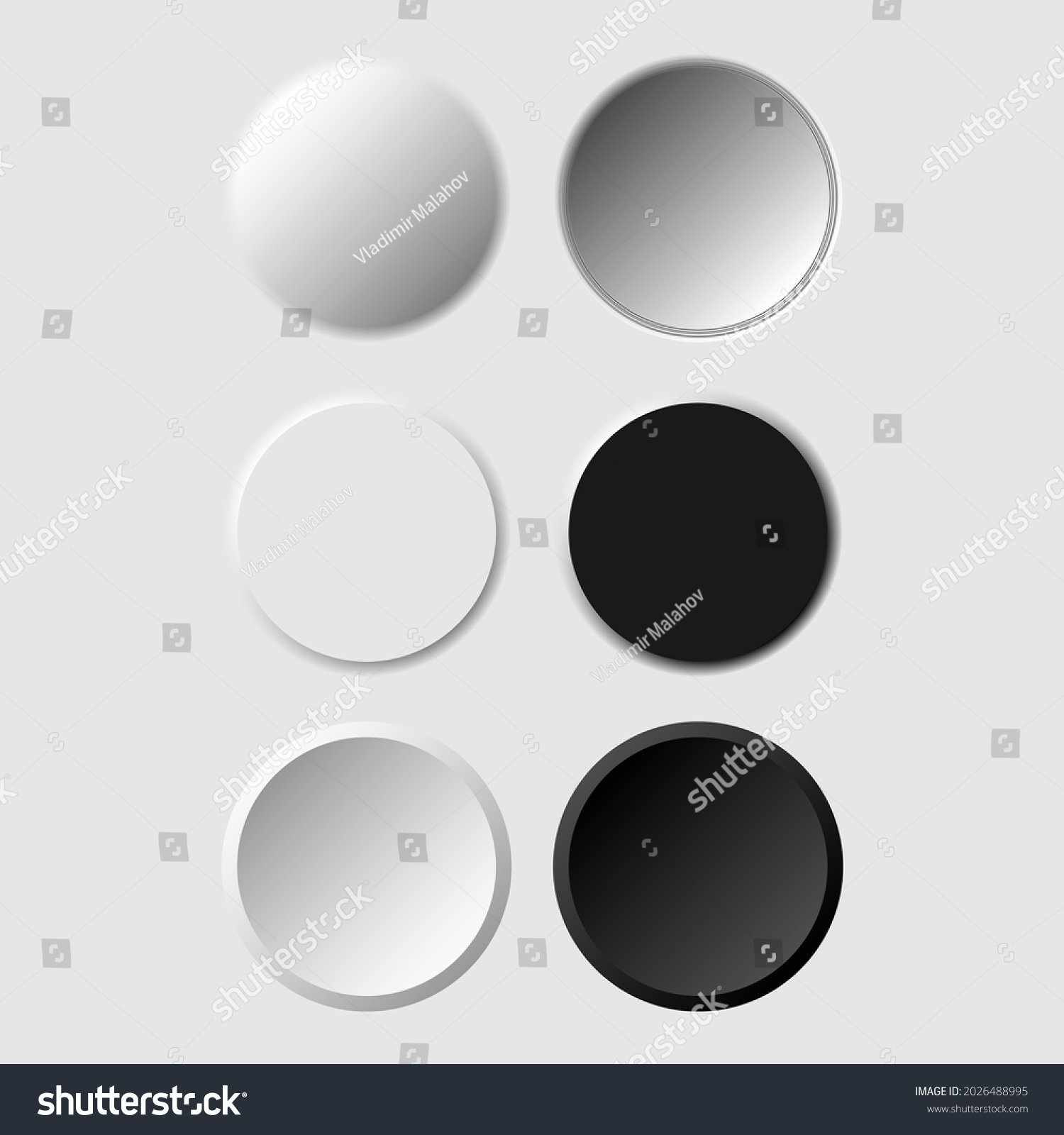 Set of volumetric circle buttons in neomorphism (neumorphism) style. Designed for websites, mobile apps and other developers. #2026488995
