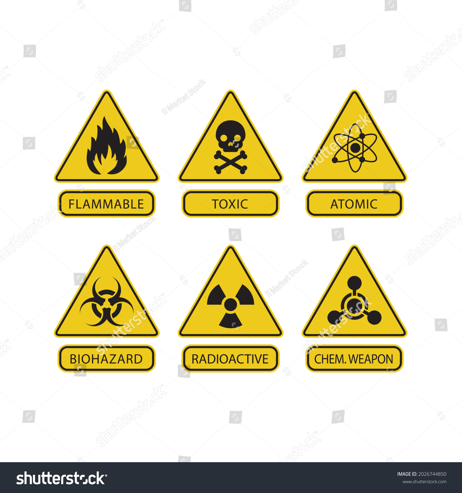 Danger warning circle yellow sign. Radiation - Royalty Free Stock ...