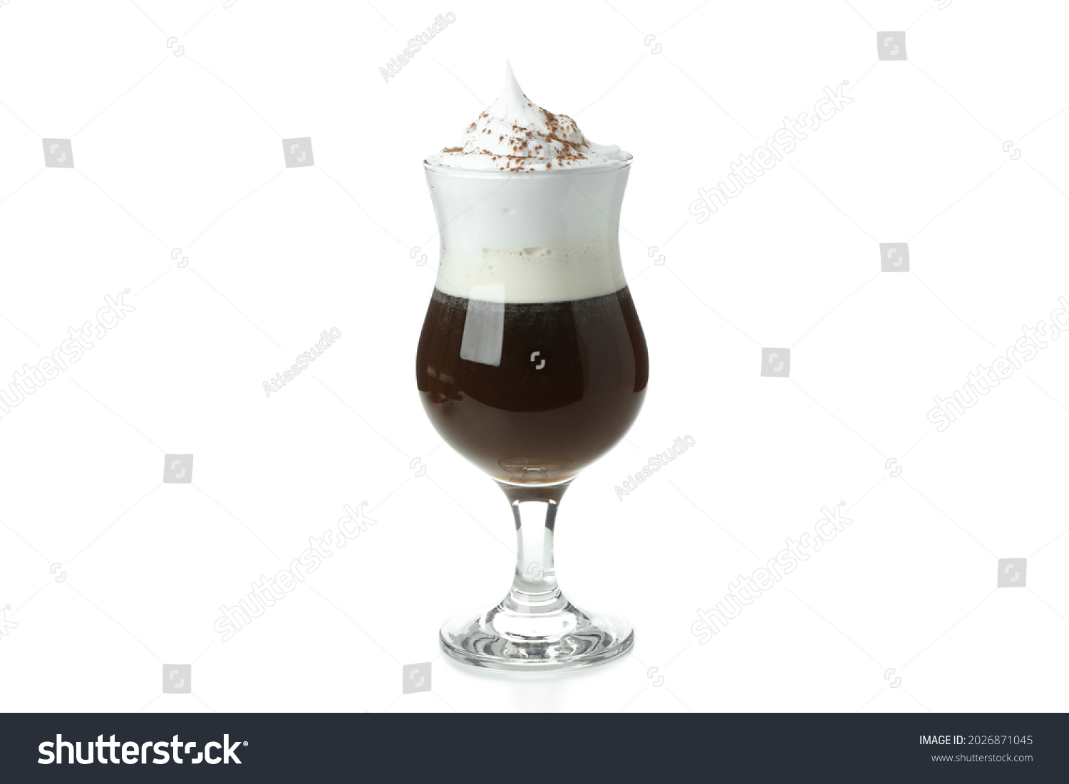 Glass of irish coffee isolated on white background #2026871045