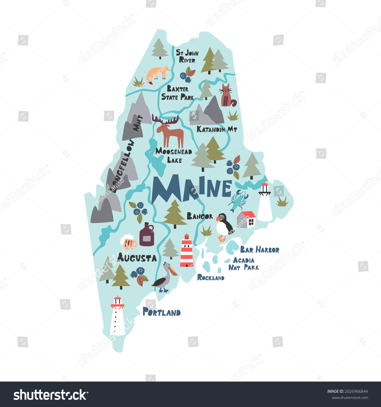 Maine infographic cartoon hand drawn vector - Royalty Free Stock Vector ...