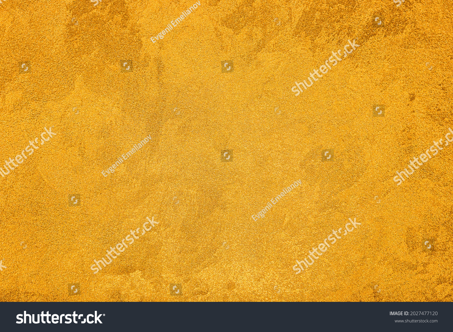 Texture of golden decorative plaster or concrete. Abstract grunge background for design. #2027477120