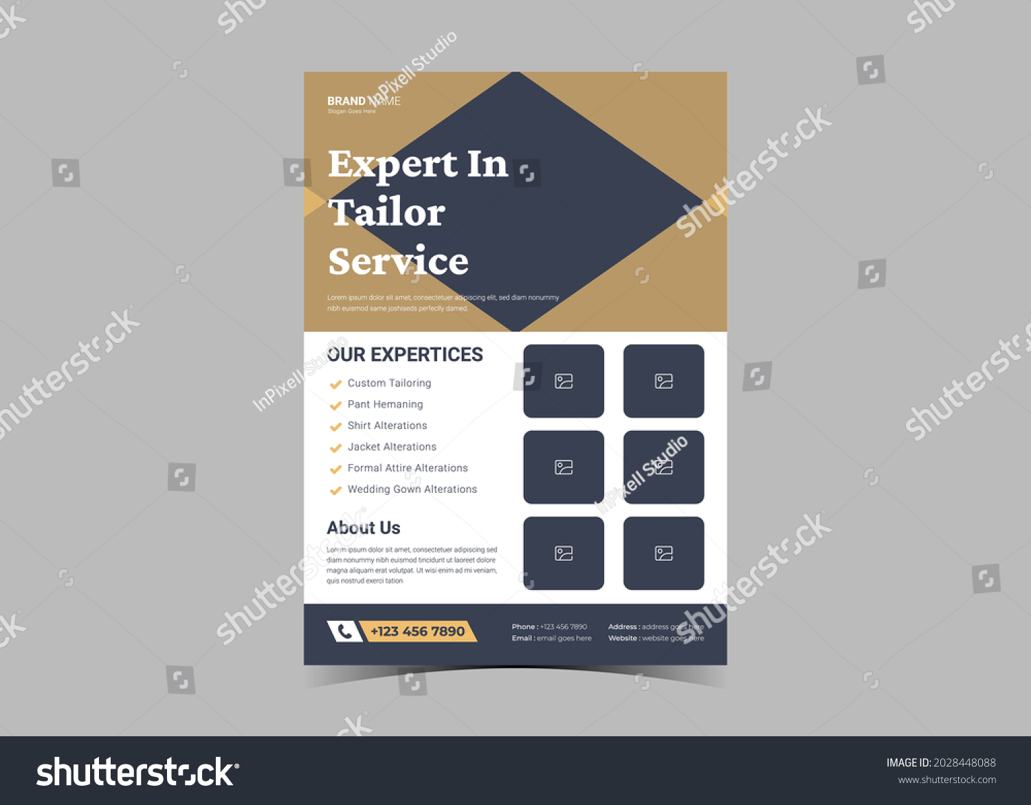 Tailor service flyer design template. Stylish - Royalty Free Stock ...