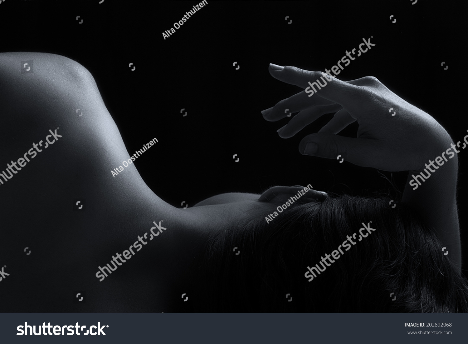 Body scape of woman back in low light with emotion artistic conversion #202892068