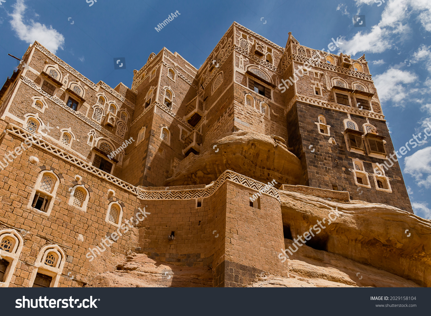  traditional Yemeni heritage architecture design details in historic Sanaa town and buildings in Yemen. Dar al-Hajar in Wadi Dhahr, a royal palace on a rock. iconic Yemeni building. Yemen Culture. #2029158104
