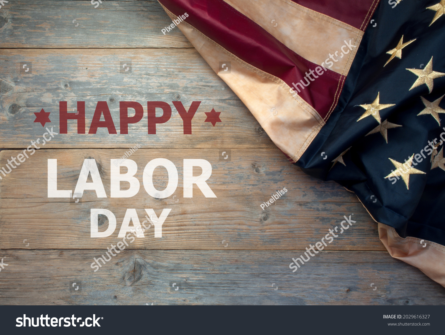 Happy day labor day banner message with American flag #2029616327