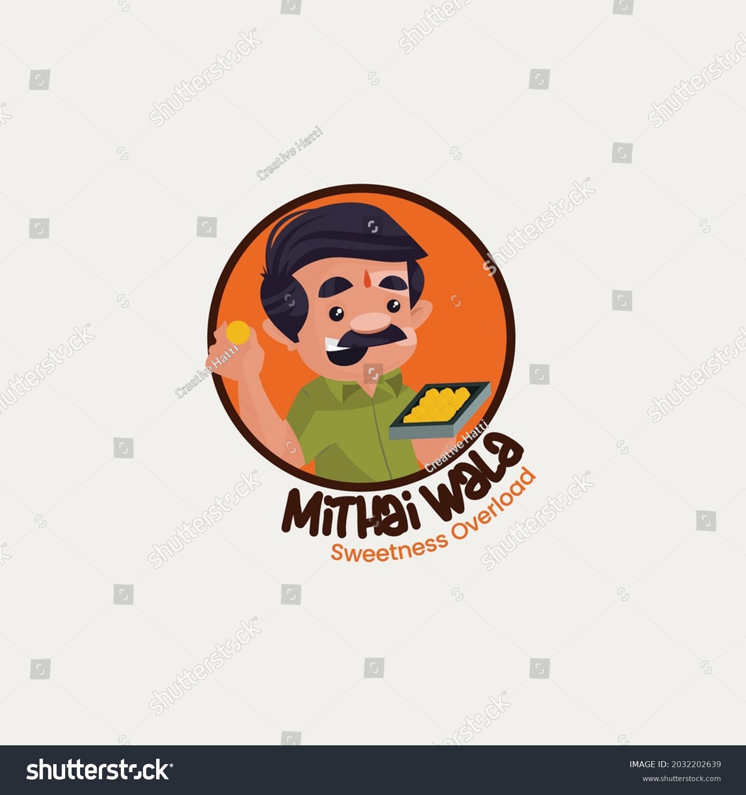 Mithai Wala Indian Vector Mascot Logo Template Royalty Free Stock