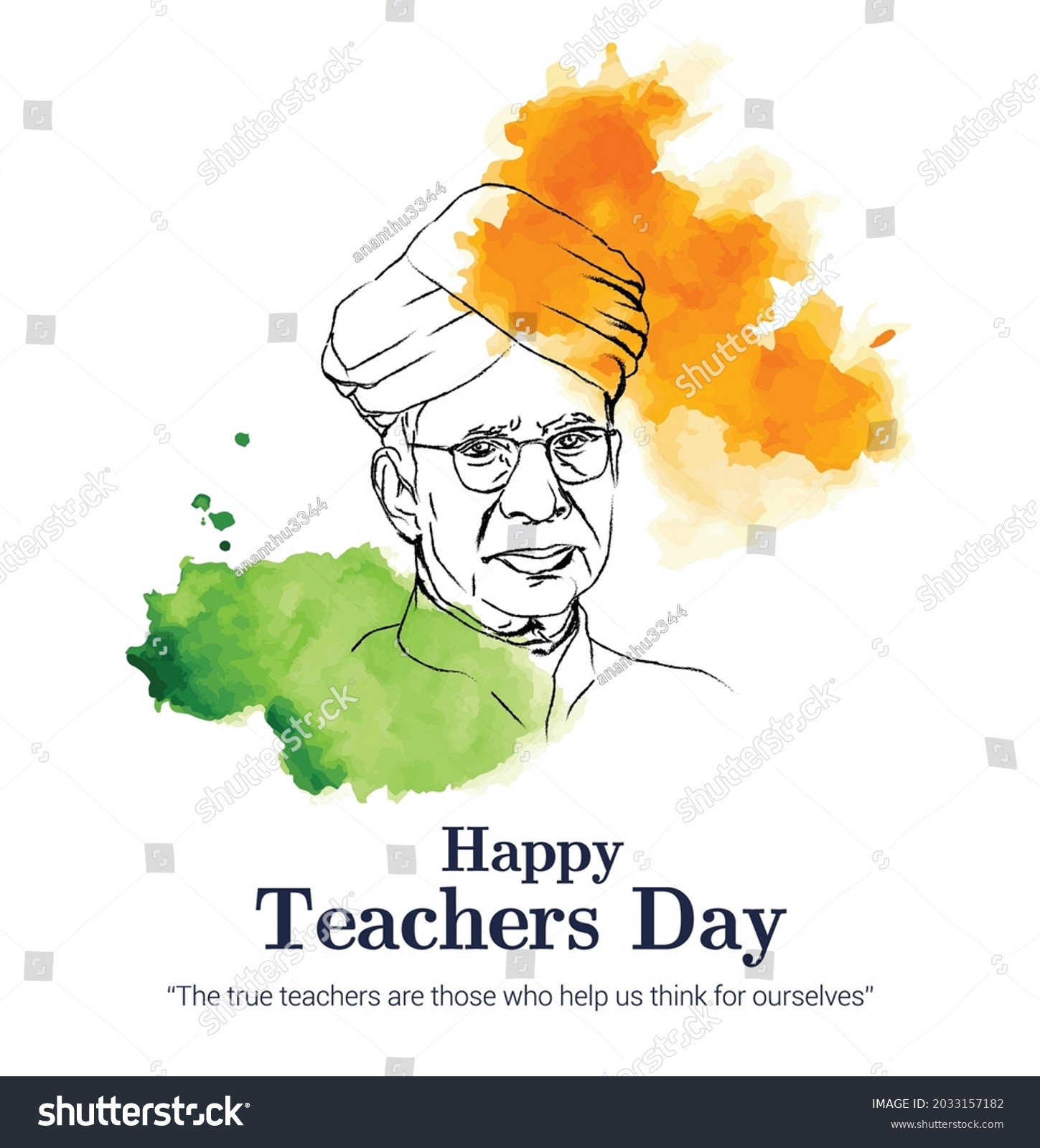 Teachers day India with tricolor flag and Dr. S Royalty Free Stock