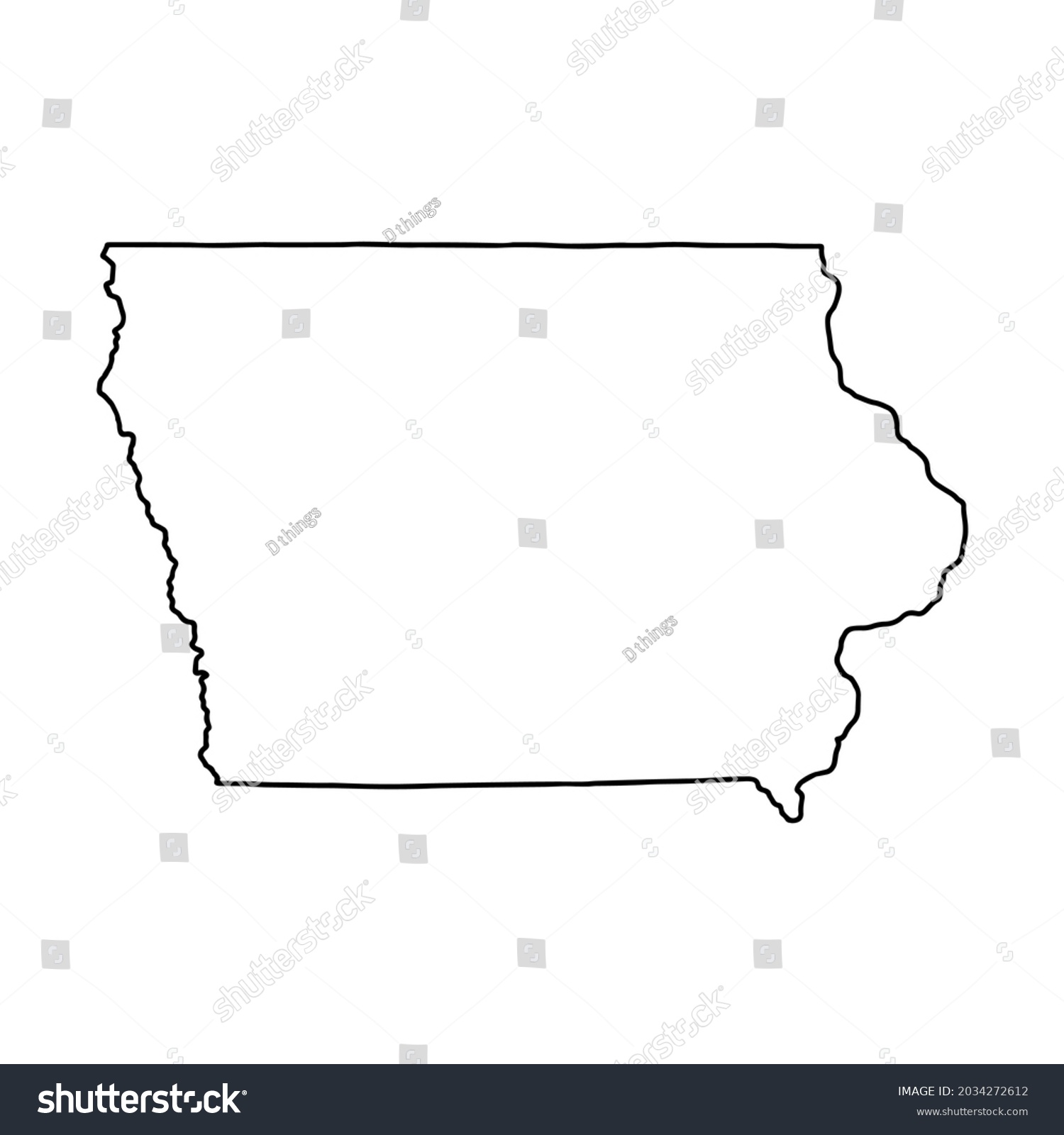 Outline Map Of Iowa White Background Usa State Royalty Free Stock Vector 2034272612 8231