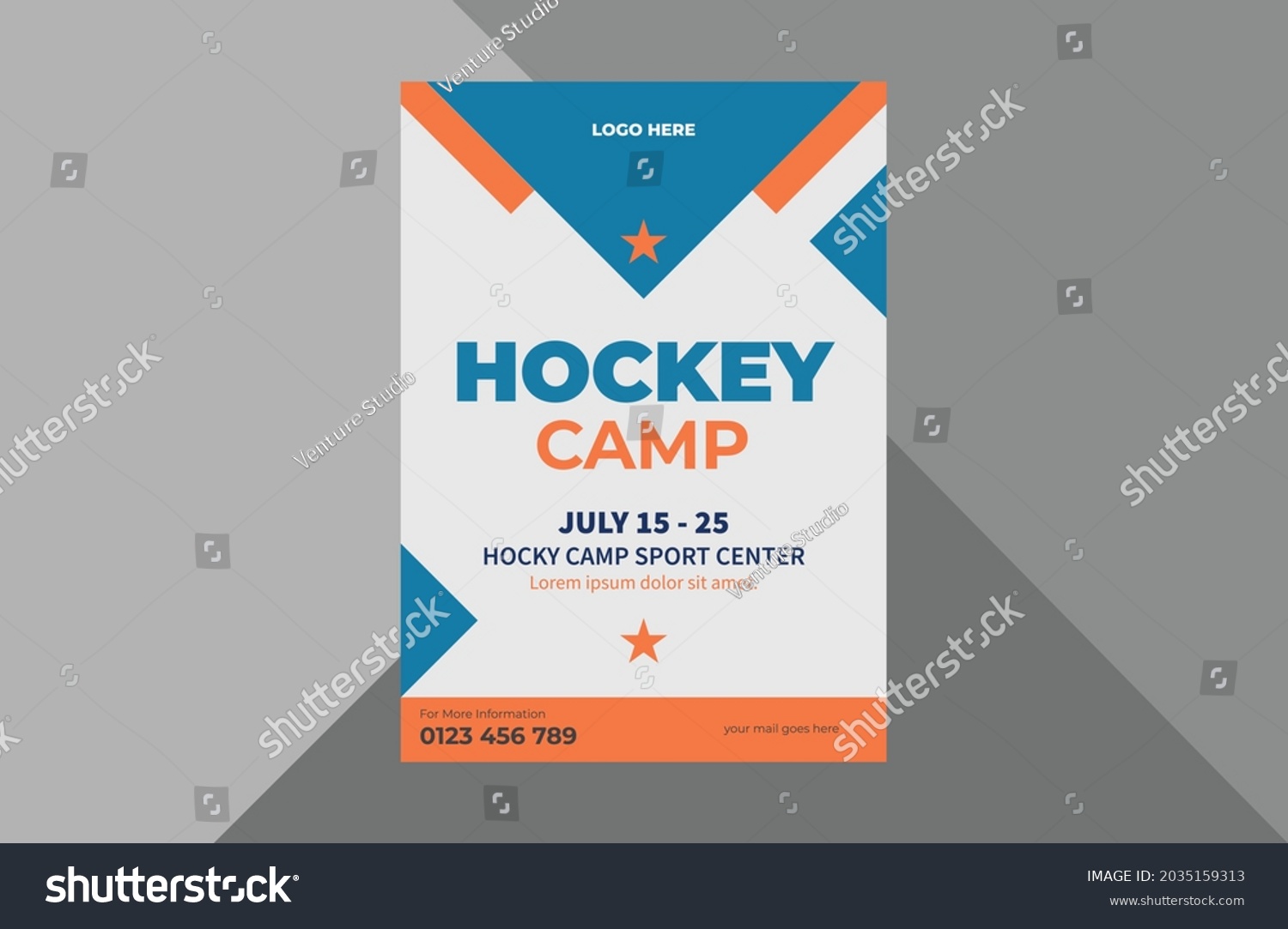 hockey camp flyer design template. sports event Royalty Free Stock