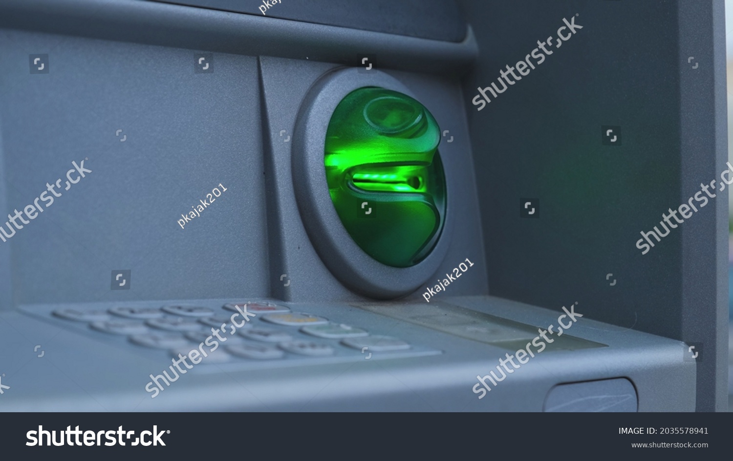 ATM Numeric Keyboard and Anti Skimming Anti Phishing Card Reader Slit Cover with Green Blinking LED #2035578941
