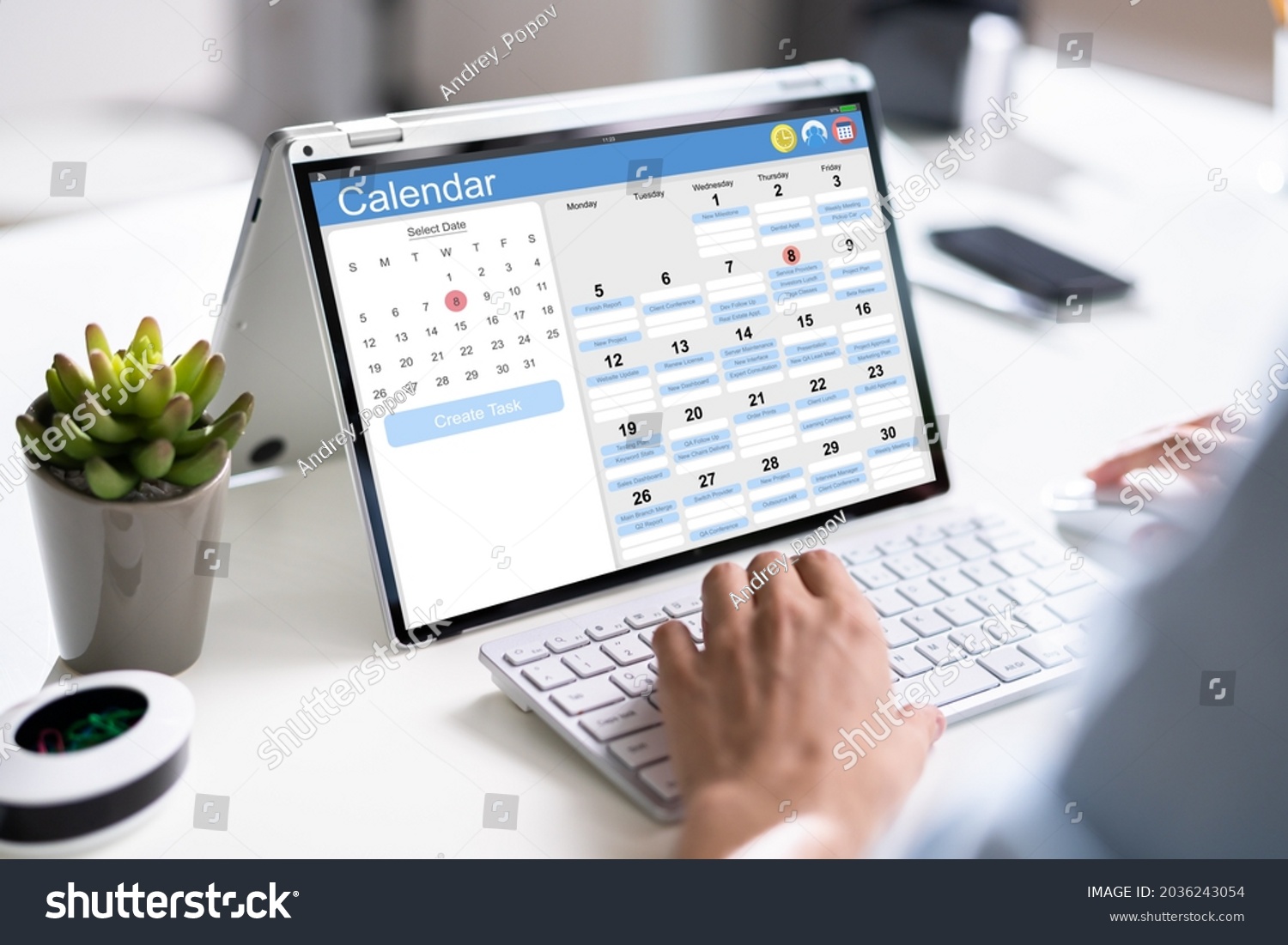Booking Meeting Calendar Appointment On Laptop Online #2036243054