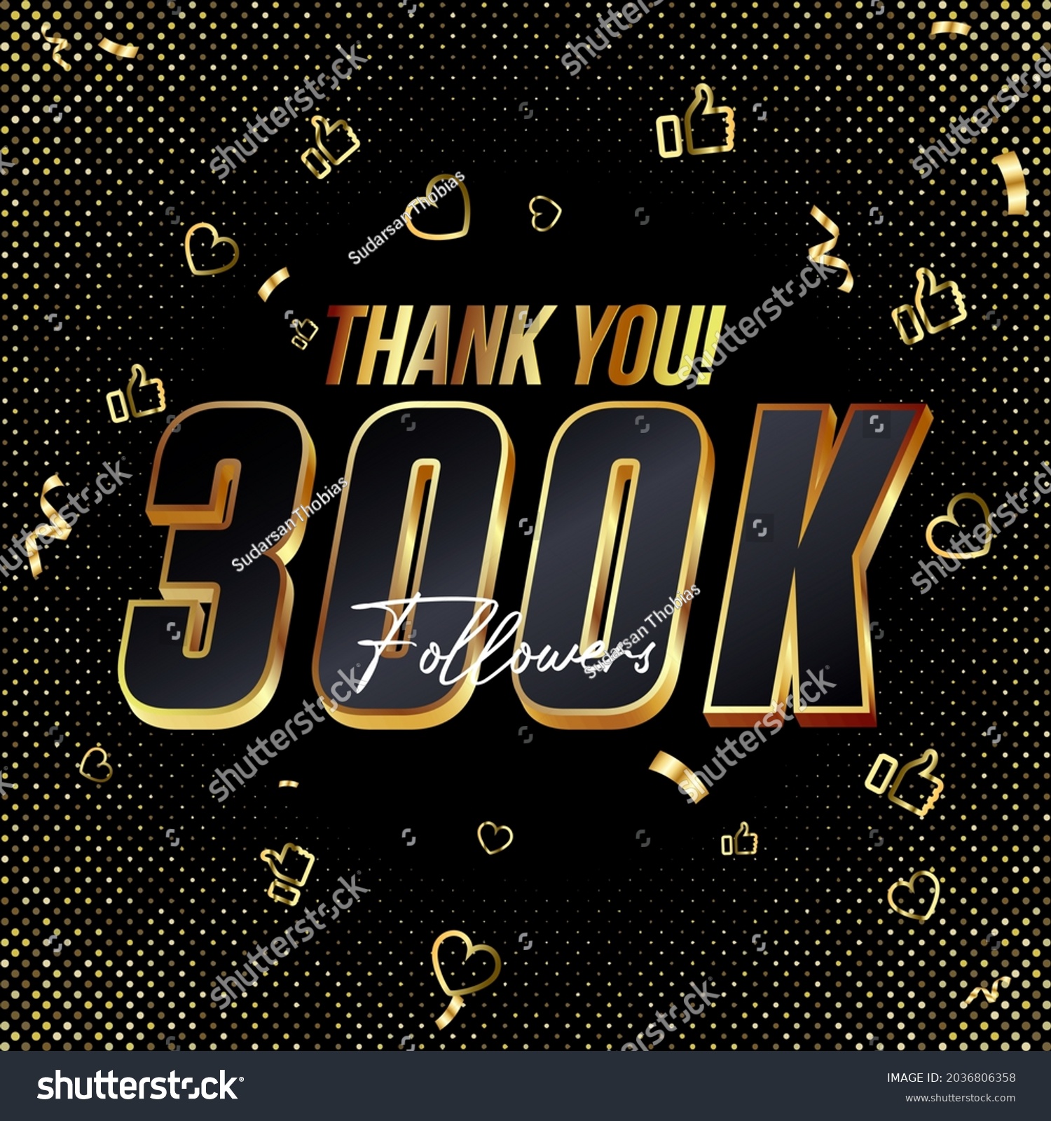 Thank you 300K followers 3d Gold and Black Font - Royalty Free Stock ...