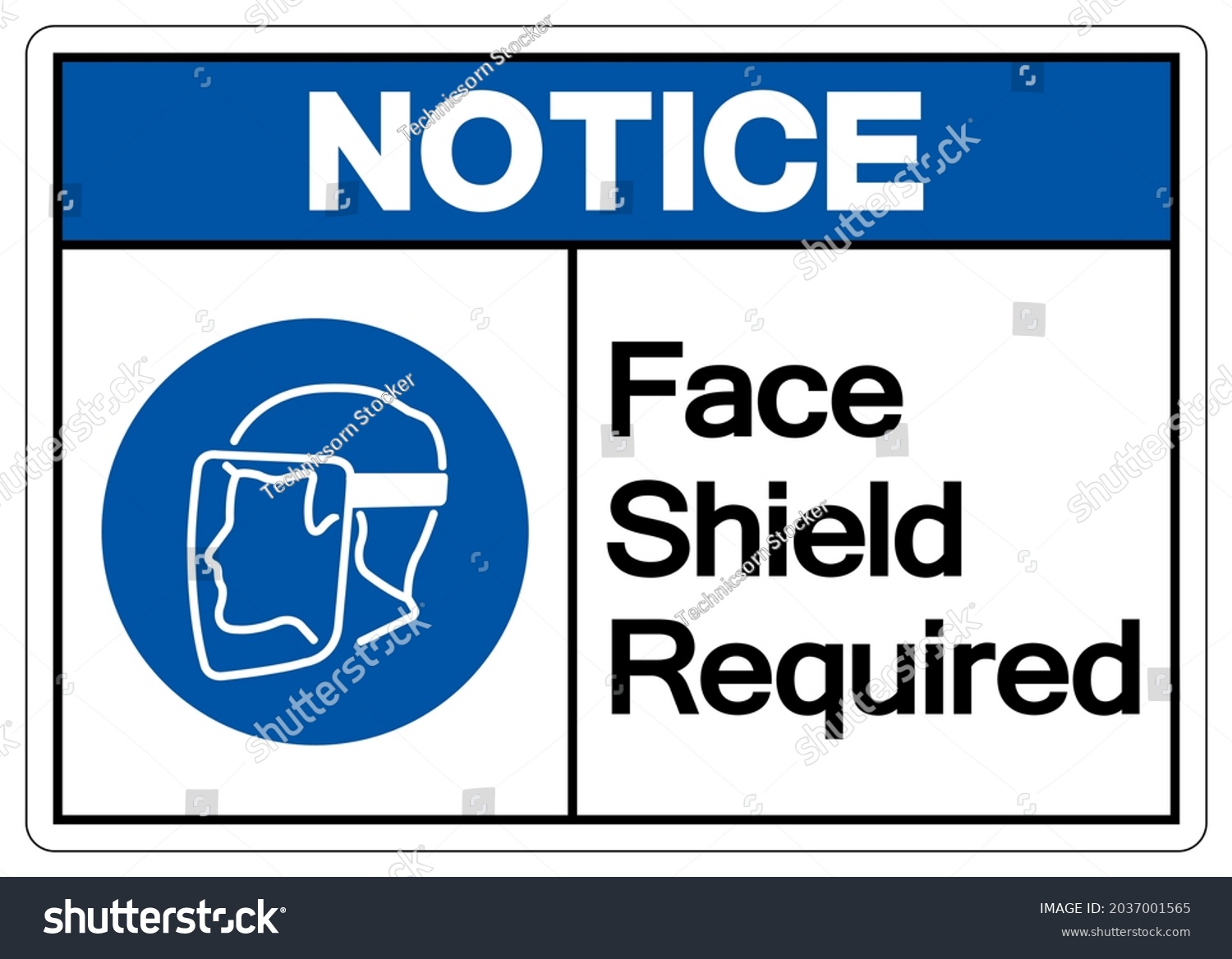 Notice Face Shield Required Symbol Sign,Vector - Royalty Free Stock ...