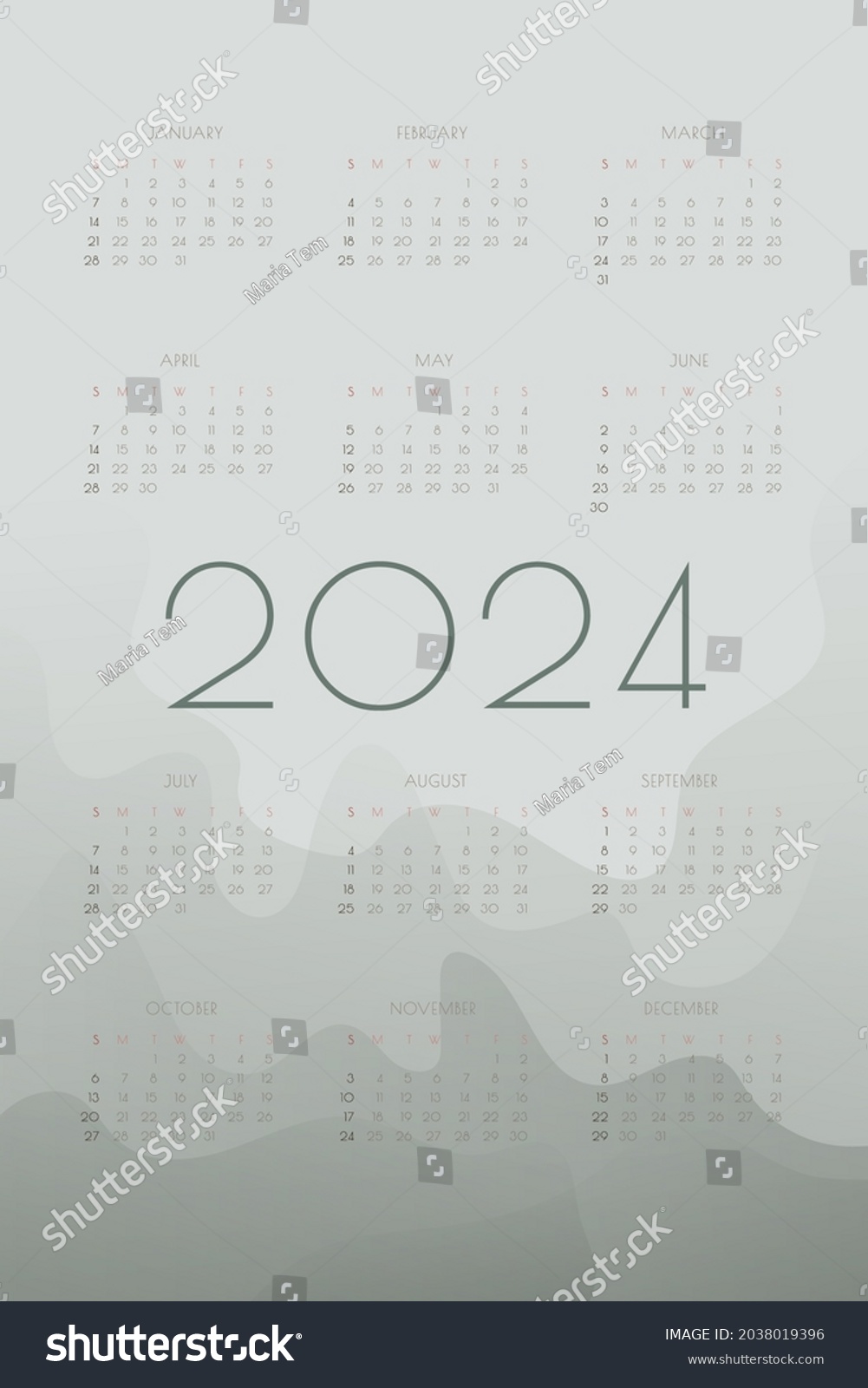 2025 calendar with fog gray gradient fluid wave Royalty Free Stock