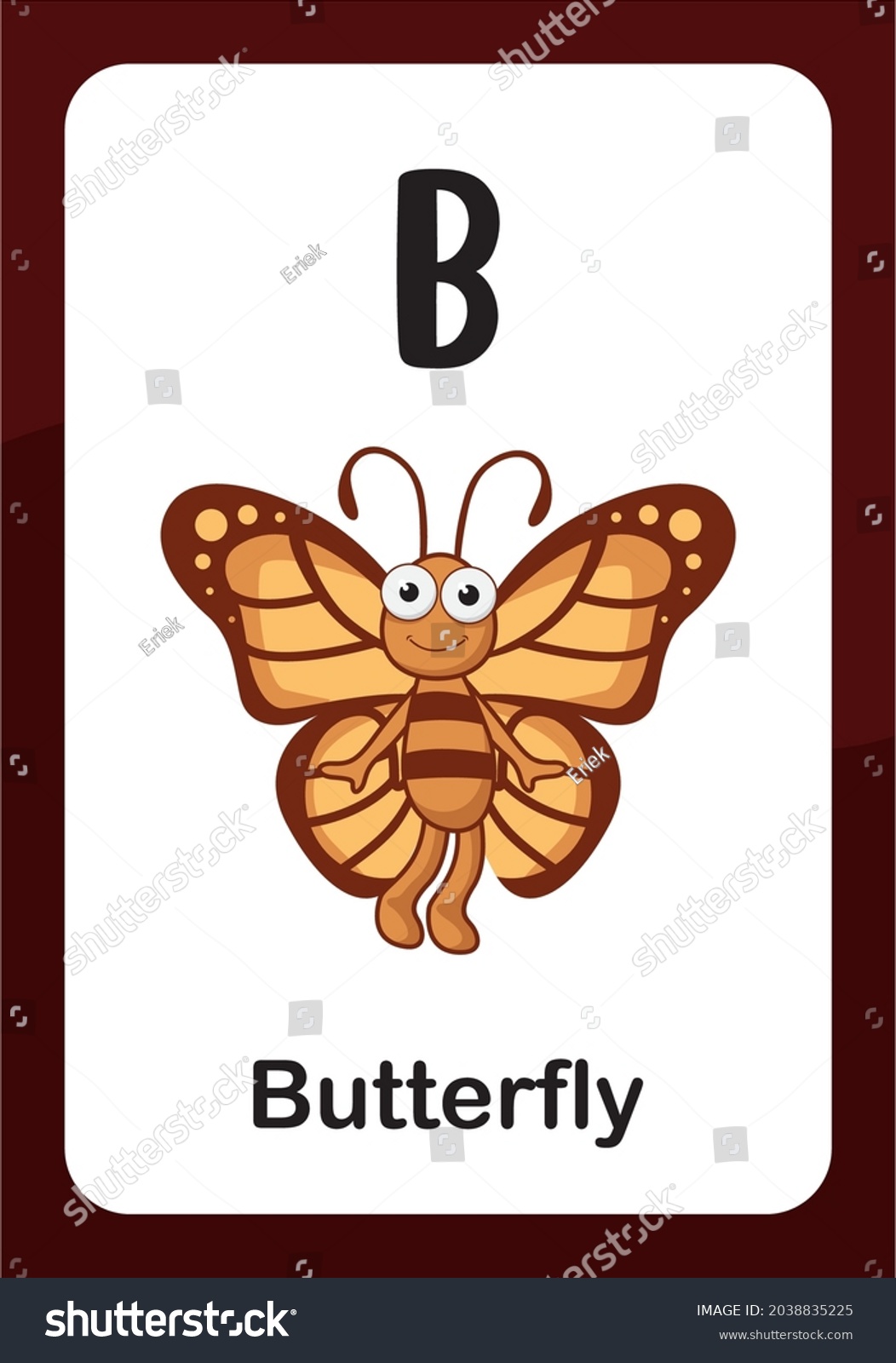 Animal Alphabet Flashcard - B For Butterfly - Royalty Free Stock Vector ...