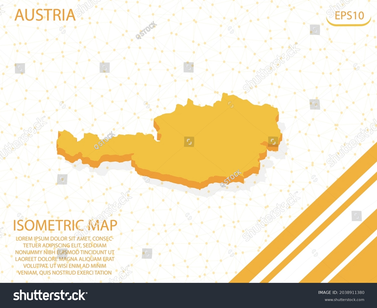 isometric map yellow of Austria Modern Graphics - Royalty Free Stock ...